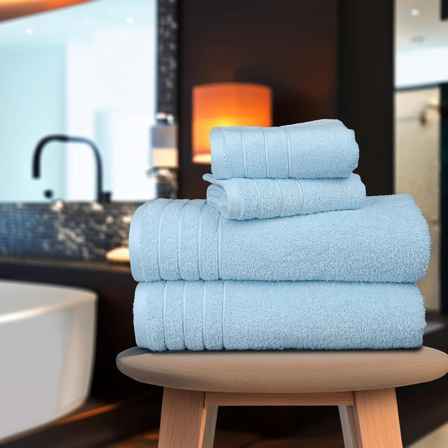 Tens Towels 8 Piece Towel Set, 2 XL Bath, 2 Hand, 4 Washcloth, Dark Grey