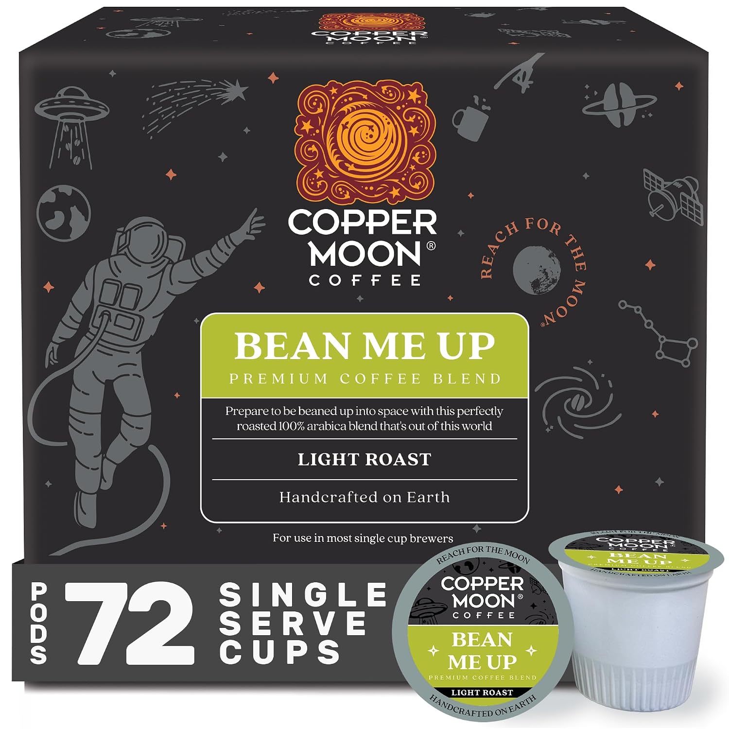 Copper Moon K-Cup Coffee Pods, Medium Roast, Costa Rican Blend, 80 Count | Single Serve, Vegan, Allergen Free, Non-GMO, Kosher, Small Batch Roasted, Vegetarian, Compatible with Keurig K Cup Brewers