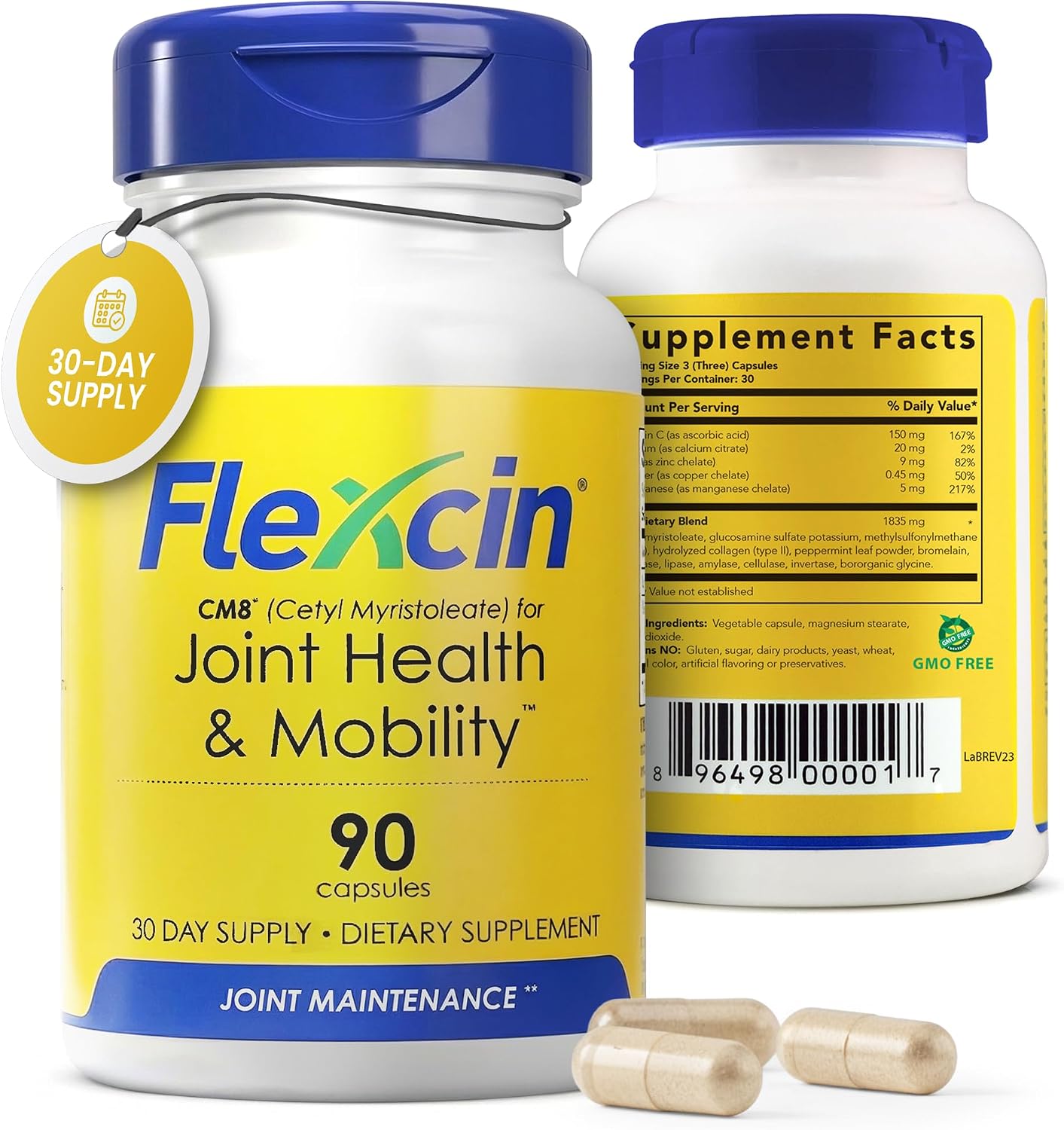 Joint Health & Mobility Formula with CM8 (Cetyl Myristoleate) - Joint Supplements for Men and Women with Glucosamine, MSM, Collagen Type II - 90 Capsules