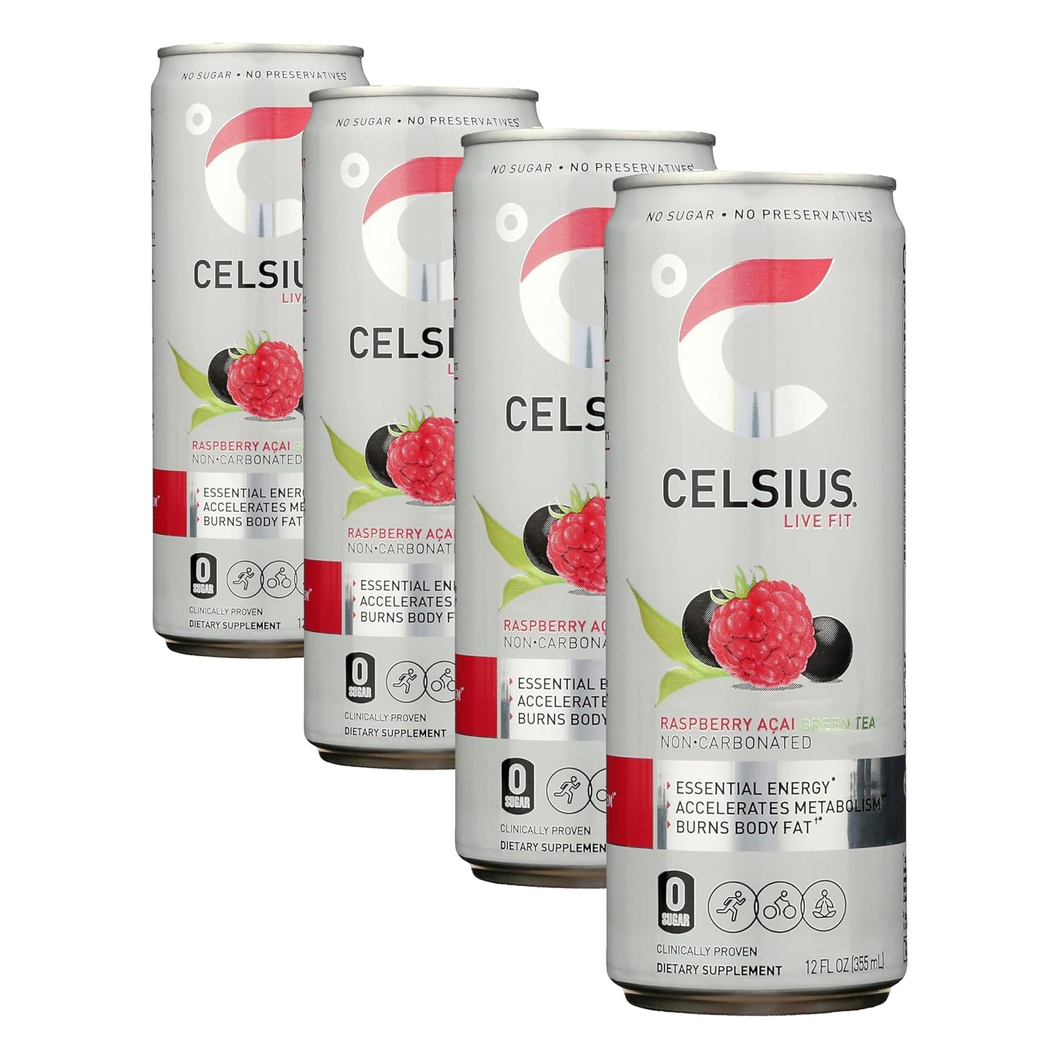 CELSIUS Sparkling Peach Vibe, Functional Essential Energy Drink 12 Fl Oz (Pack of 4)