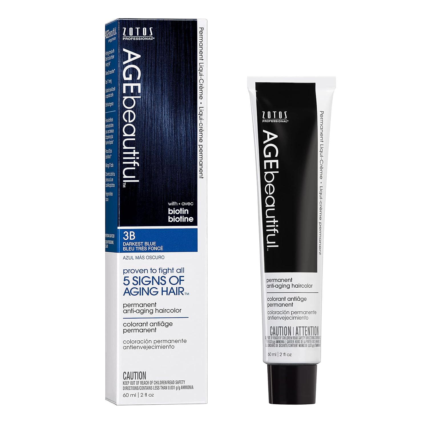 AGE beautiful Permanent Hair Color Cream, 100% Gray Coverage Hair Dye with Biotin Anti-Aging Formula for Fuller, Thicker Hair, Professional Salon Quality