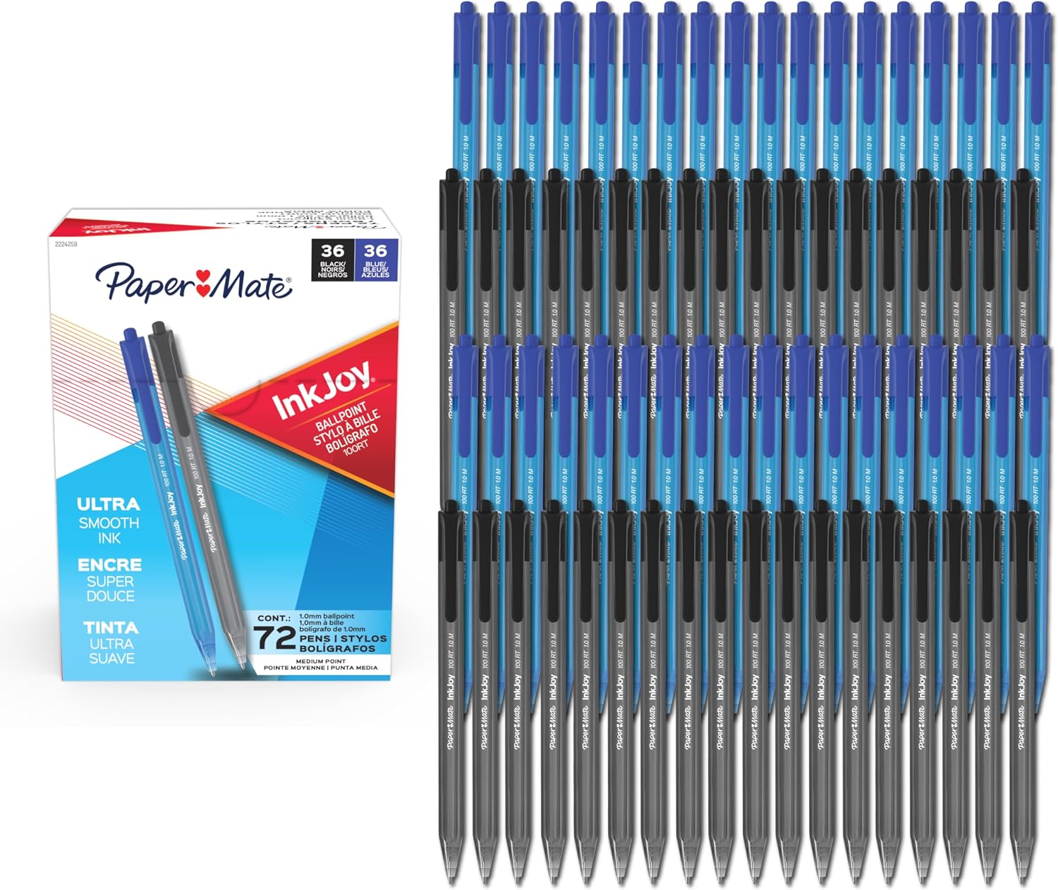 Paper Mate InkJoy 100RT Retractable Ballpoint Pens, Medium Point (1.0mm), 20 Count - Teacher Essentials, Colorful Office Supplies, Note-Taking, Back to School
