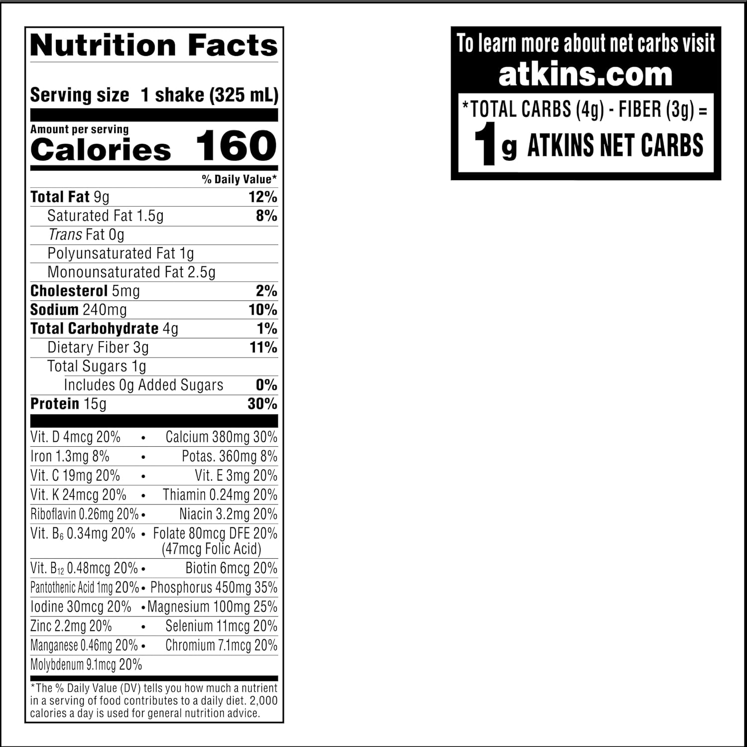 Atkins Milk Chocolate Delight High Protein Shake, 15g Protein, 12 Count | 15g Protein, 3g Fiber, 2g Net Carb, 1g Sugar, Chocolate Flavored, Keto Friendly, Ready to Drink, 12 Count