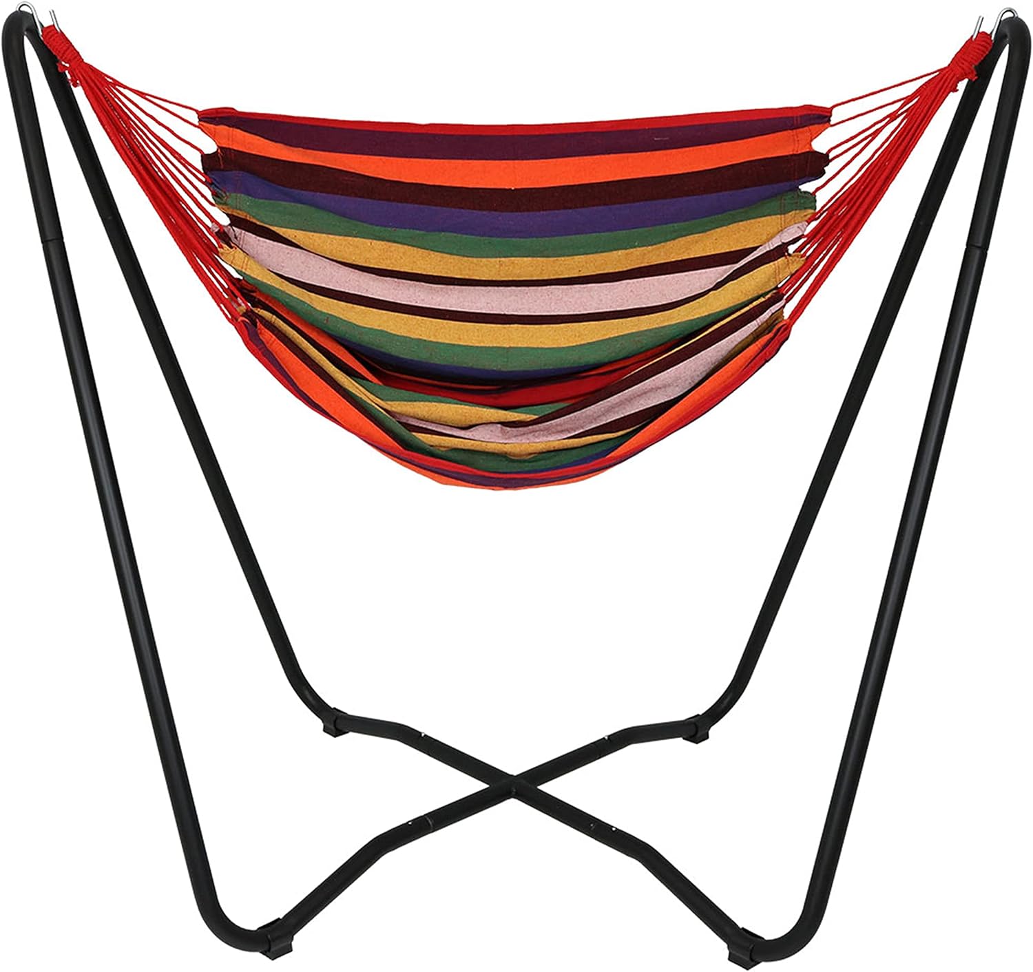 Sunnydaze Hanging Hammock Chair with Stand, Sunset | Space-Saving, Indoor or Outdoor Use, 330-Pound Capacity, Powder-Coated Steel Construction