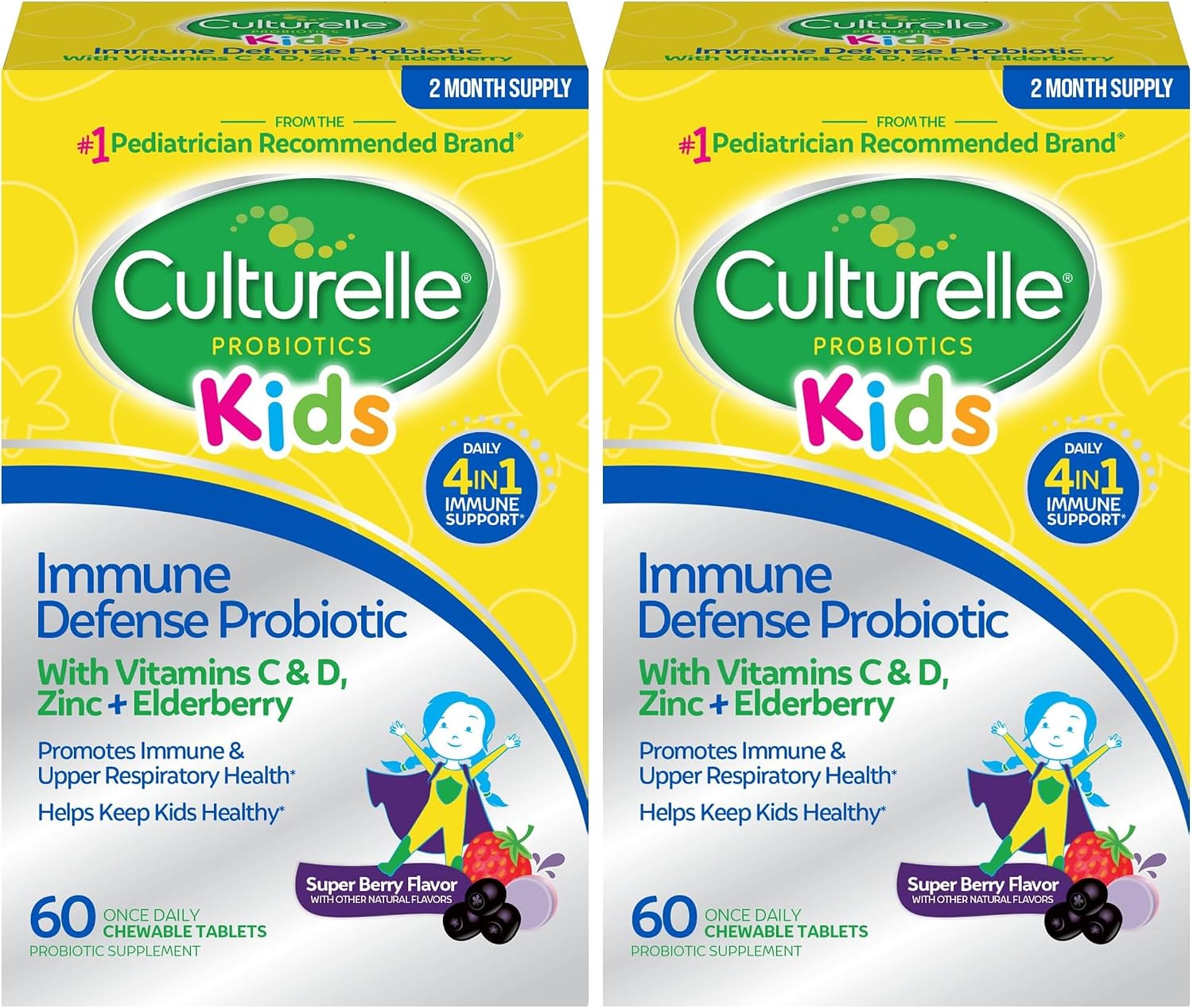 Culturelle Kids Daily Immune Defense Probiotic Chewables, Ages 3+, 30 Count