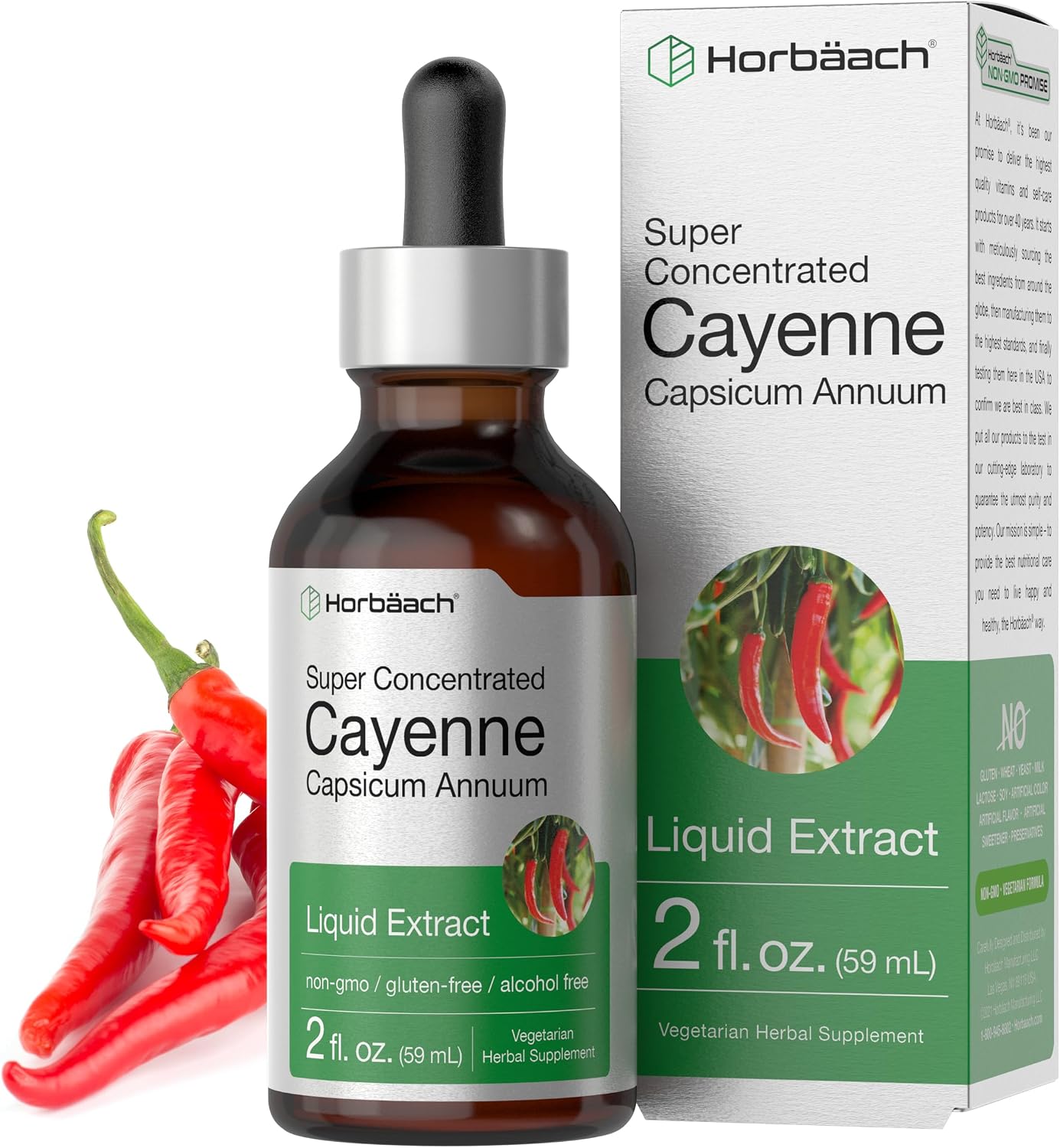 Horbaach Cayenne Pepper Drops | 2 fl oz | Liquid Extract Supplement