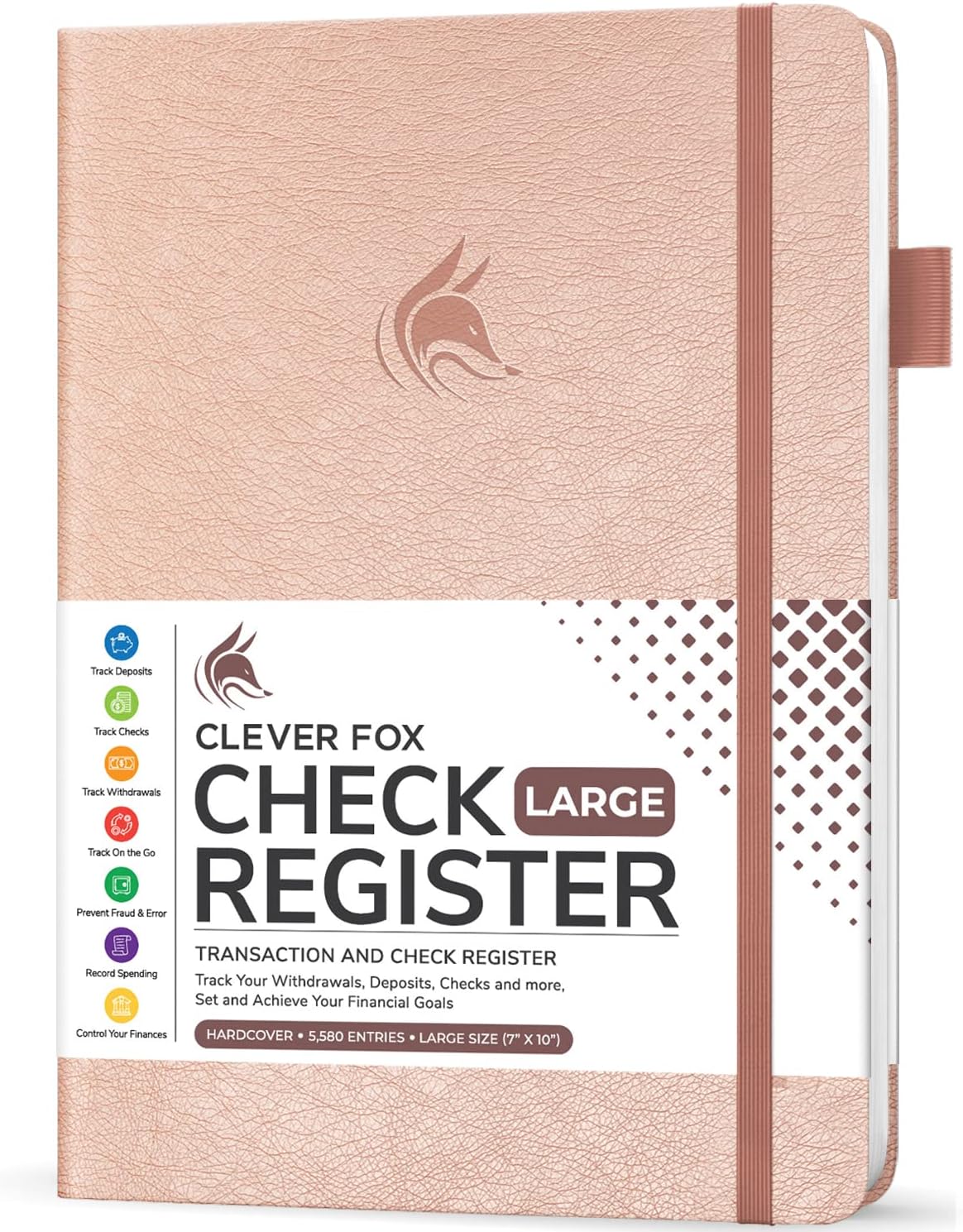Clever Fox Check Register Book, Checkbook Ledger, 5.8x8.3 Purple