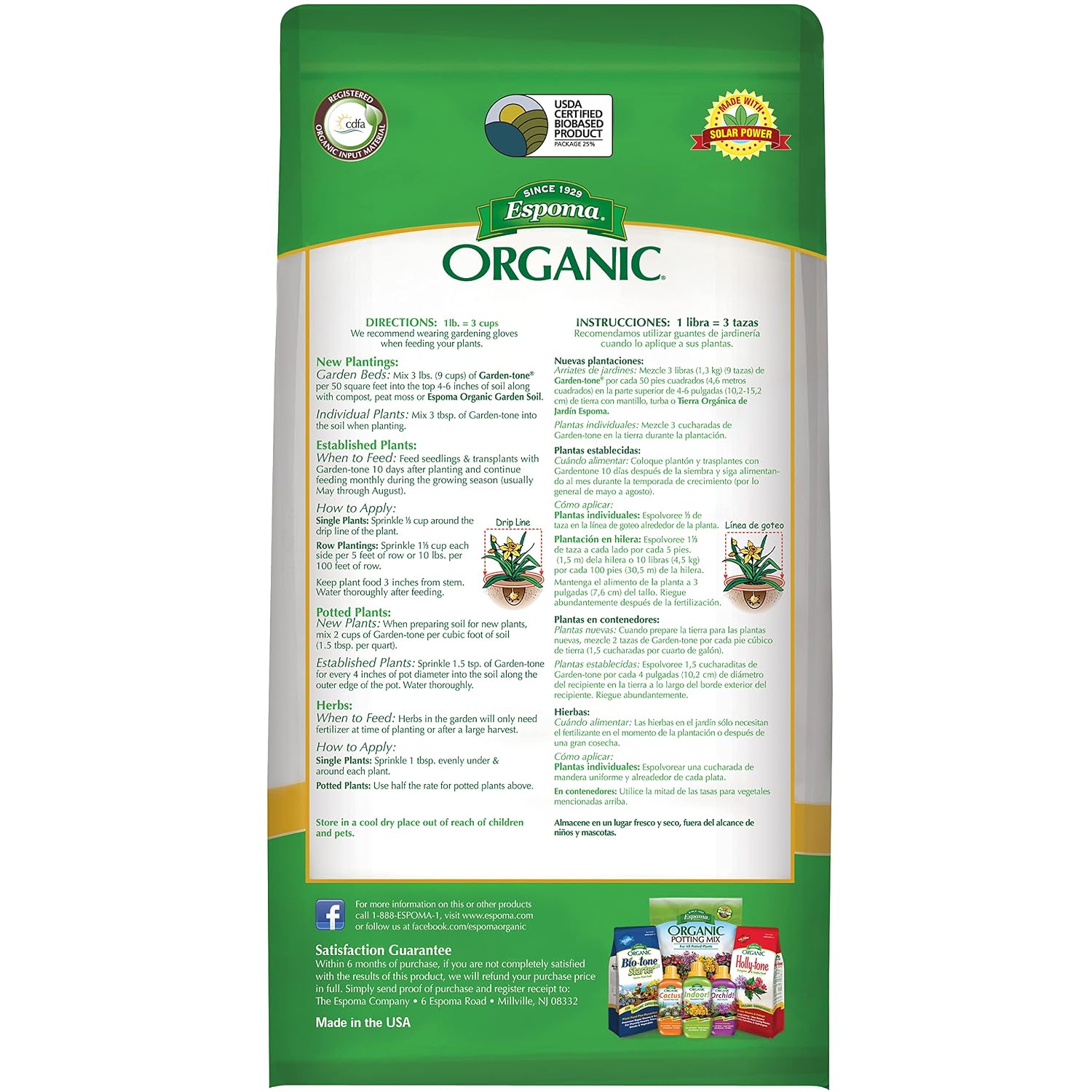 Espoma Organic Garden-Tone 3-4-4 Organic Fertilizer for Cool & Warm Season Vegetables and Herbs. Grow an Abundant Harvest of Nutritious and