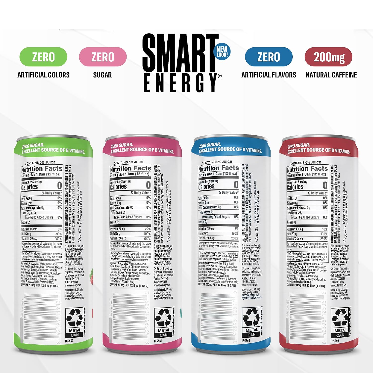 C4 Smart Energy Drink, 200mg Caffeine, 12 Fl Oz 12pk