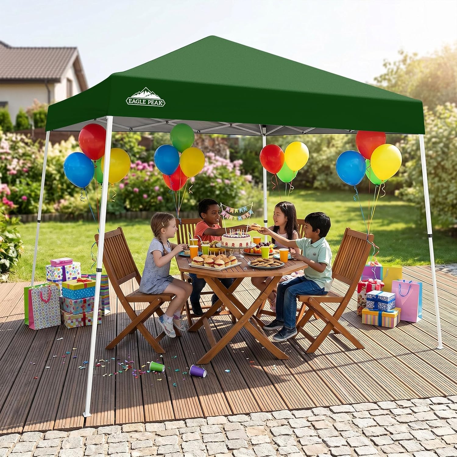 EAGLE PEAK 10x10 Slant Leg Pop Up Canopy Tent, Blue