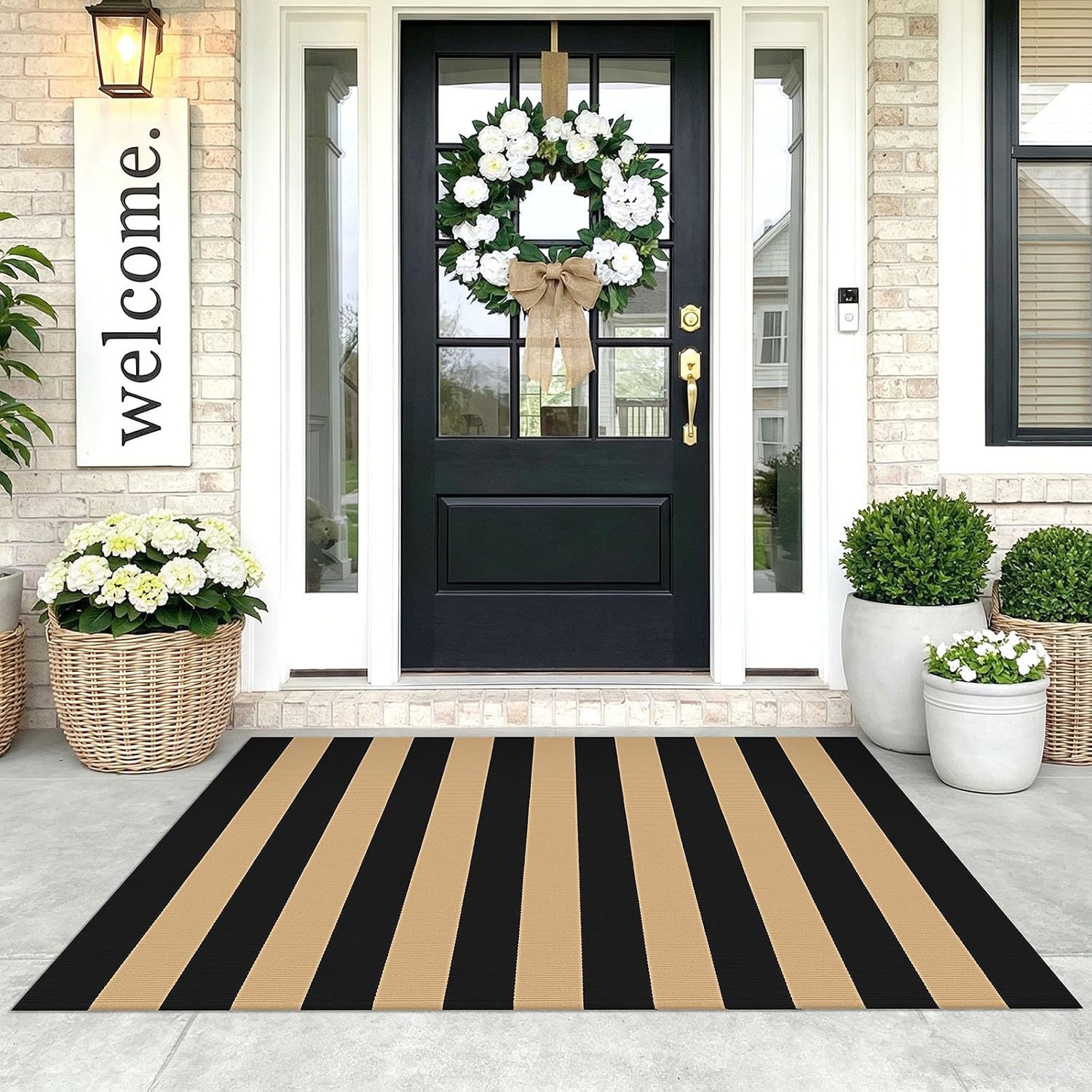 KOZYFLY Black and White Area Rug 3x5 Ft Washable