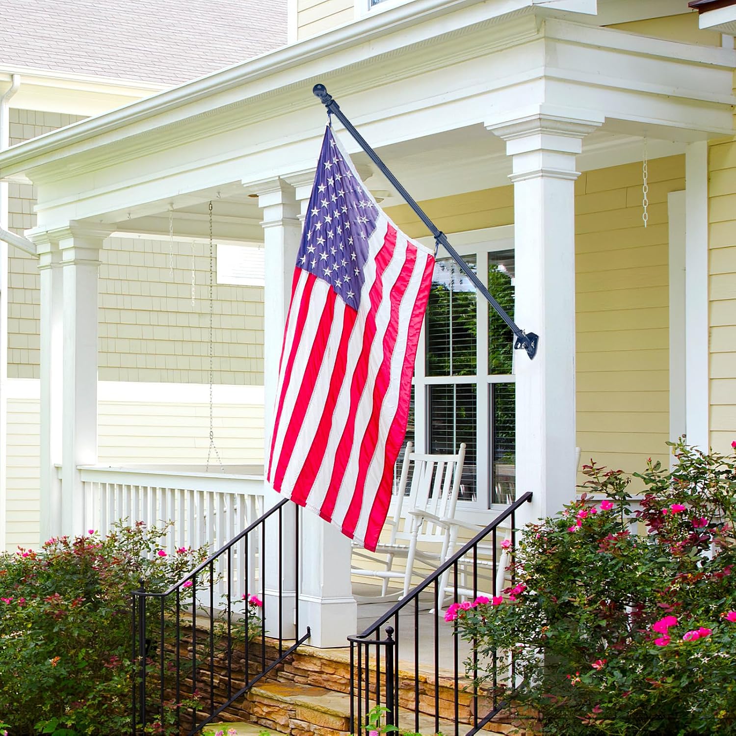 ZMTECH Flag Pole - Upgraded Bracket, 6 FT Stainless Steel Flag Poles for Outside House, Residential or Commerical