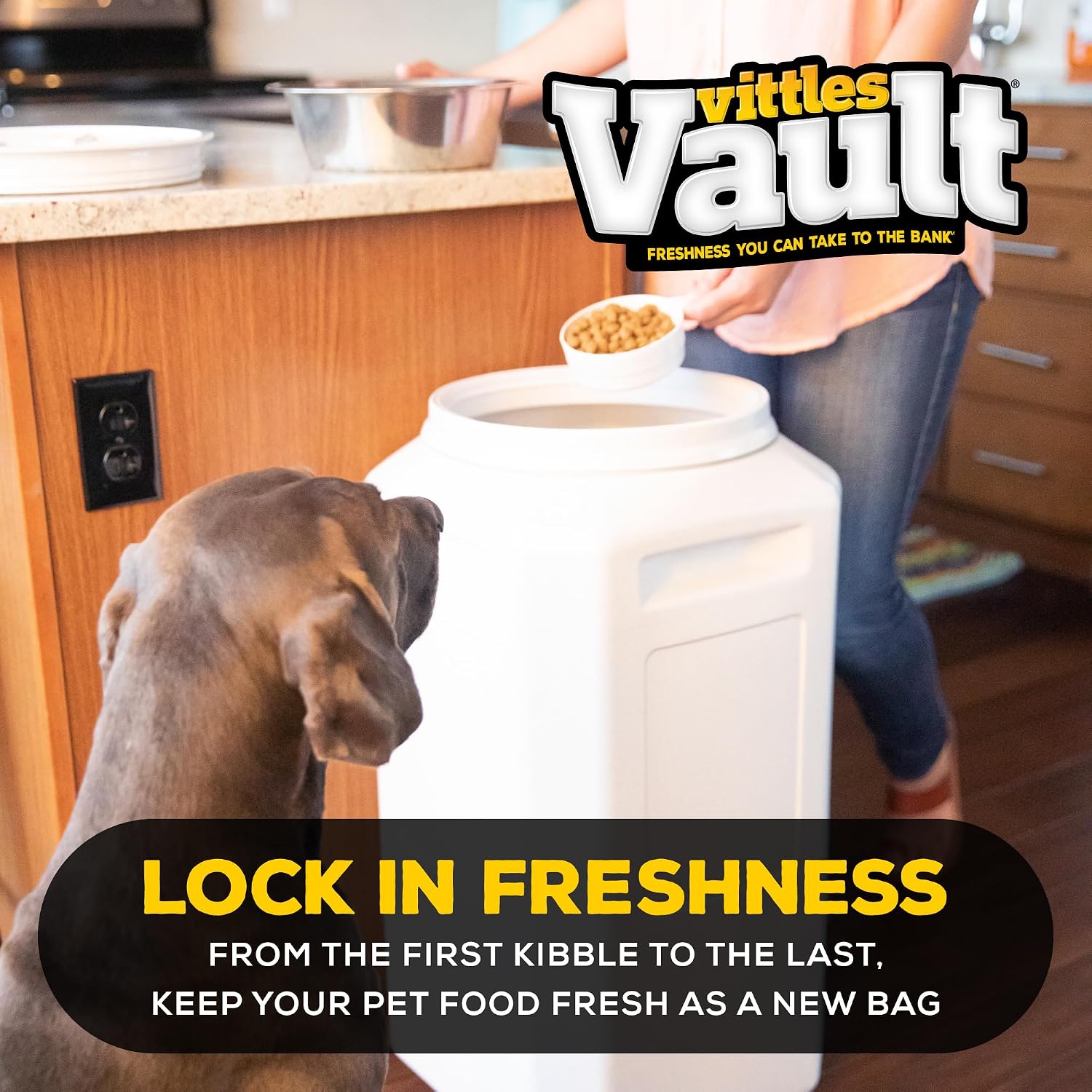 Gamma2 Vittles Vault Pet Food Storage Containers - Sealed Dog and Cat Food Storage Container, Fits up to 25lbs, Made in the USA - [12"L x 13.75"H] | Made in USA, 12 inch long by 13.75 inch tall, airtight lid keeps kibble fresh and pests out, a durable pa…