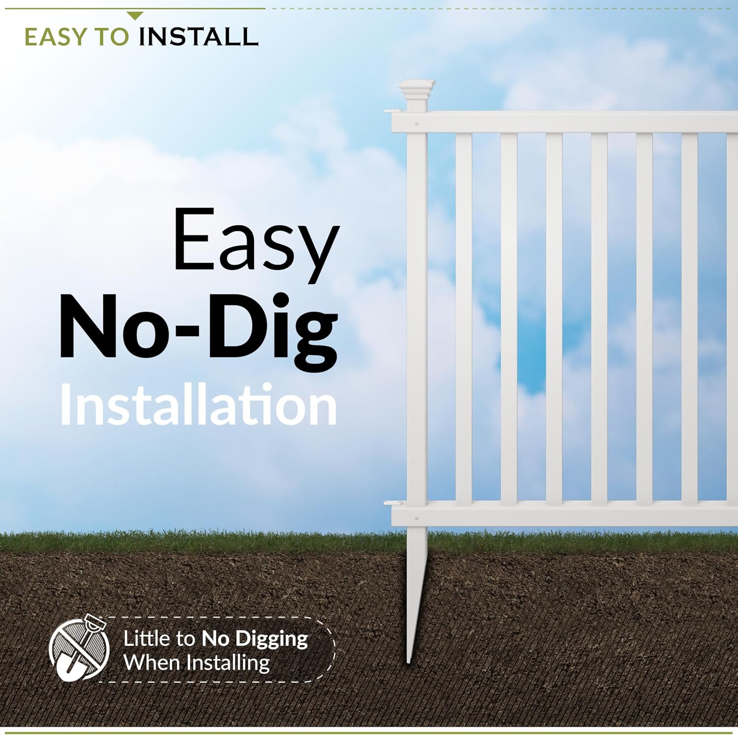 Zippity Madison Picket Fence Panels, White Vinyl DIY No Dig Kit | 2.5ftH x 2.3ftW, White, 2 Panels, Garden Border or Yard Enclosure, ZP19001