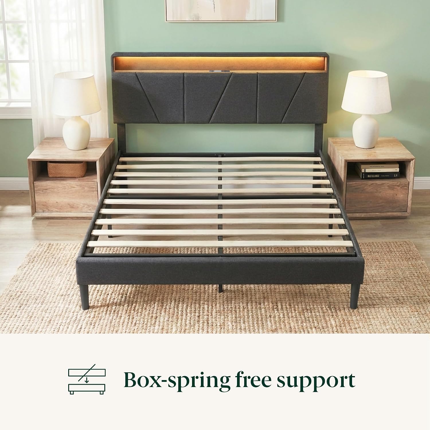 Zinus Maya Platform Bed Frame, Four Underbed Storage Drawers, Full | Secure Locking Drawers, Modern Upholstered Look, Minimalist Design, Straightforward Assembly, No Box Spring Needed