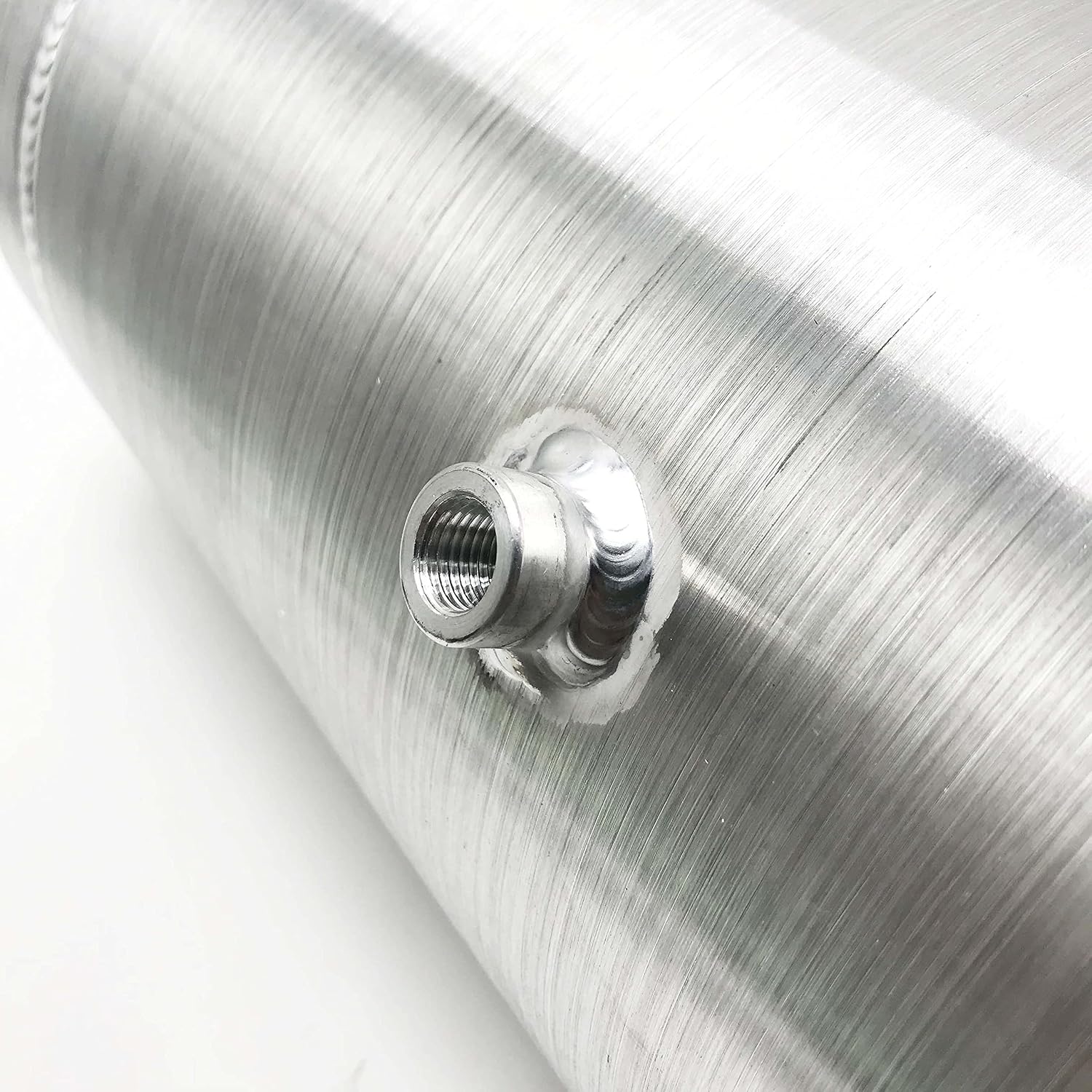 JSD 5 Gallons 8”x24“ Aluminum Spun Round Fuel Gas Tank Cell Fuel Tank with Bracket End Fill 1/4" NPT Outlet