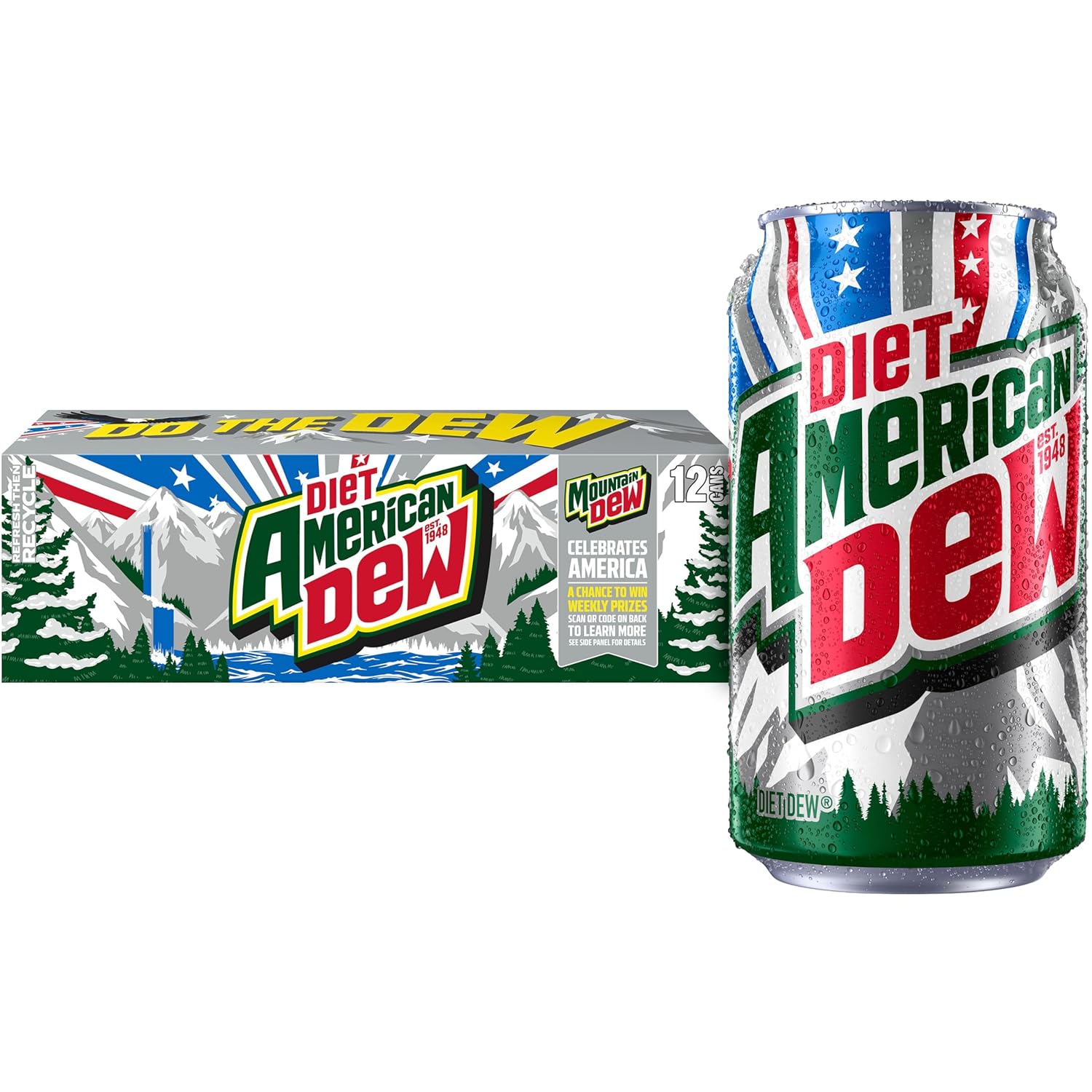 Diet Mountain Dew Soda Pop, Original, 12 fl oz Cans, (12 Pack)