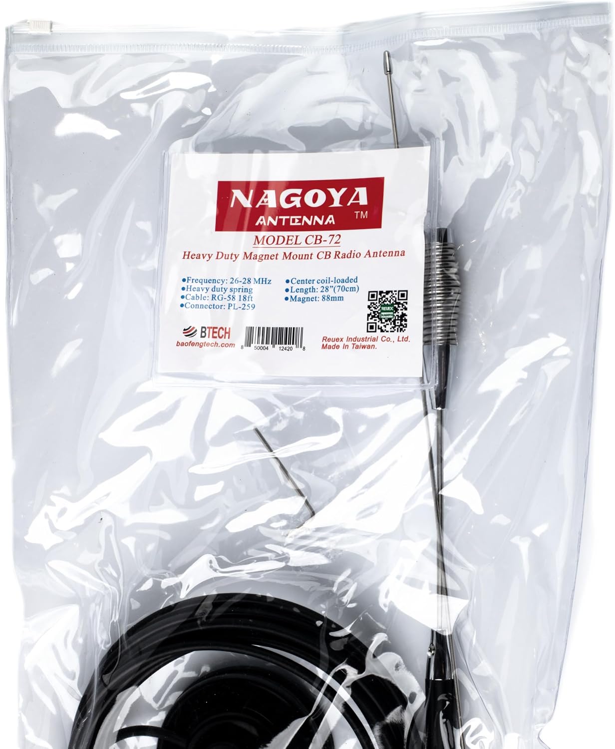 Nagoya CB-72 High-Performance 28" CB Antenna Kit - Universal 26-28 MHz Coverage with Heavy-Duty Magnetic Mount