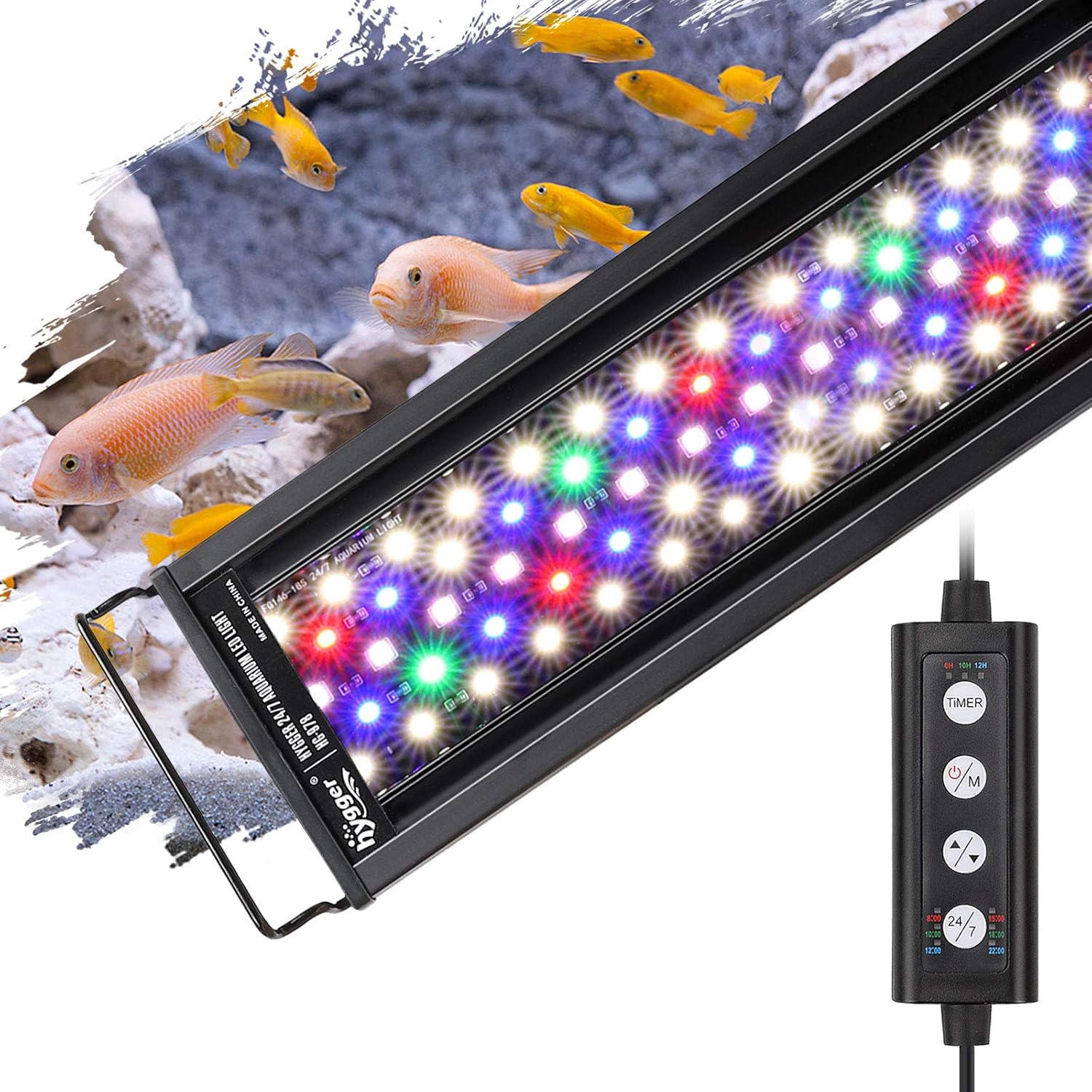 hygger 18W 24/7 Lighting Aquarium LED Light, Sunrise-Daylight-Moonlight Mode and DIY Mode