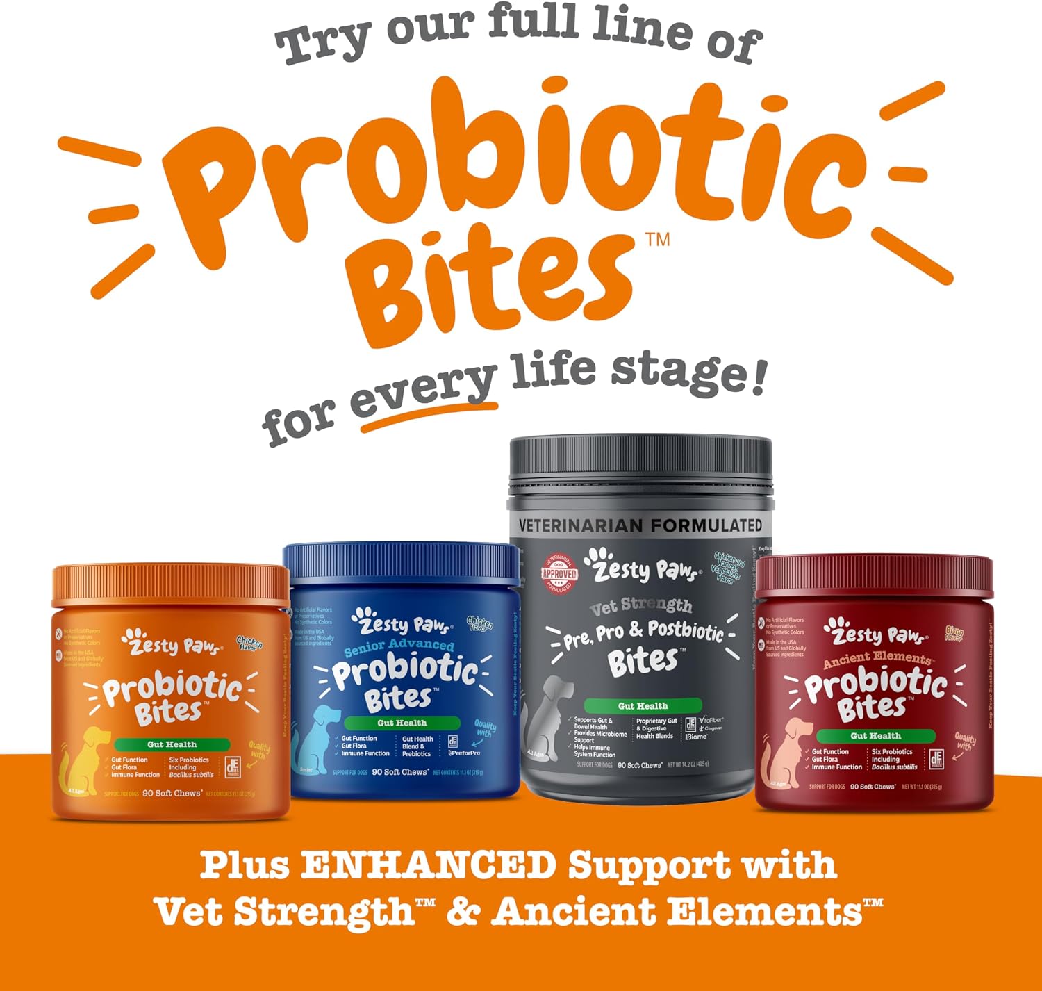 Zesty Paws Probiotics for Dogs - Digestive Enzymes for Gut Flora, Digestive Health, Diarrhea & Bowel Support - Clinically Studied DE111 - Dog Supplement Soft Chew for Pet Immune System - Pumpkin, 90ct