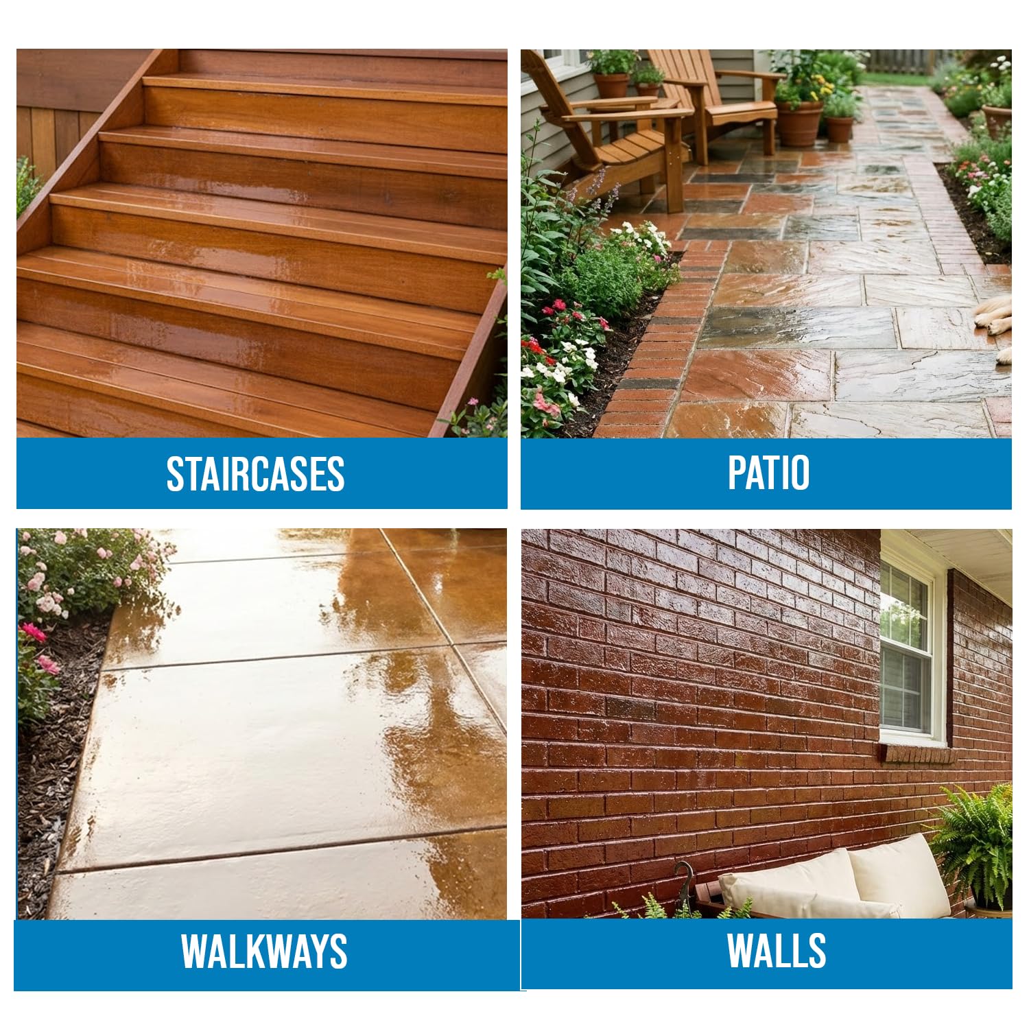Rainguard Clear Gloss Sealer, Wet Look Water Based Silicone Acrylic Waterproofer for Concrete, Wood, Brick, Stone & Masonry Surfaces, Ready to Use, 1 Gallon | Water Based Silicone Acrylic For Wood, Brick, Stone & Masonry Surfaces, Ready To Use For Pavers…