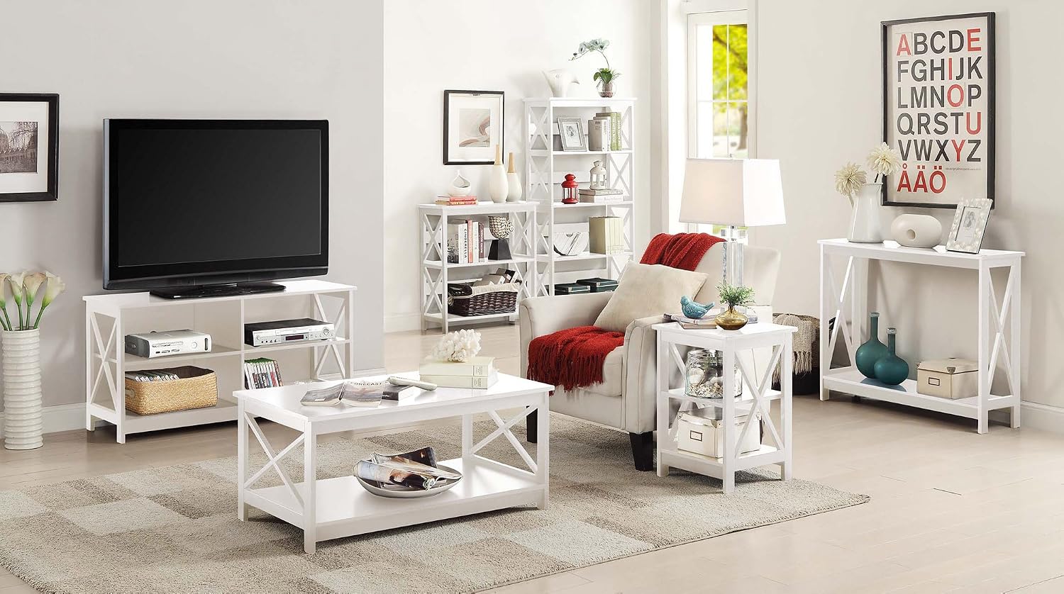 Convenience Concepts Oxford End Table 15.75" - Modern Living Room Table with Storage Shelves, Transitional Nightstand Side Table for Home Decor and Display, Espresso