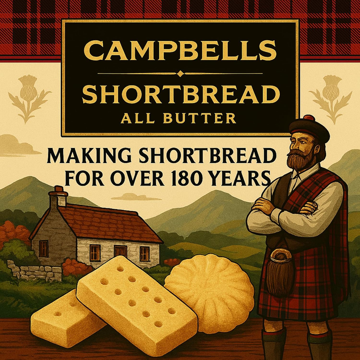 Campbells Shortbread Scottish Mad Dogs Assorted Cookies Tin 5.3 Oz (150g) - Pure Butter Scottish Shortbread Cookies from Scotland