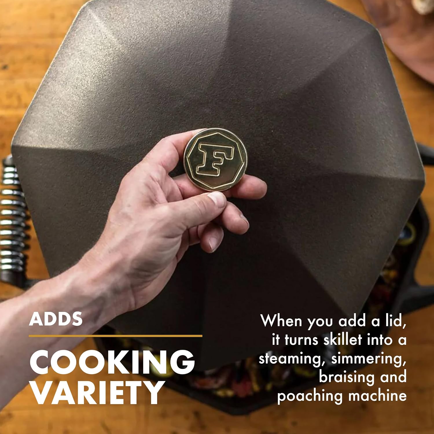 FINEX 12" Cast Iron Skillet with Lid, Versatile Cast Iron Pan, Cooking Pan Enhances Food Taste, Non-Stick Skillet, Modern Heirloom, Pre-Seasoned with Flaxseed Oil