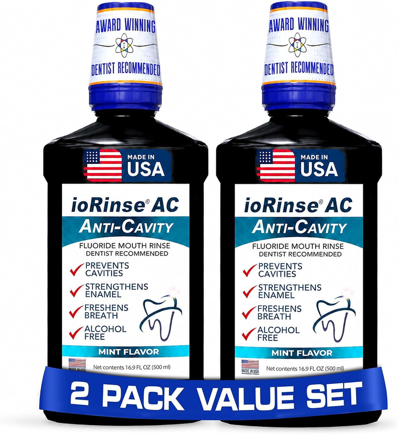 ioRinse RTU Halitosis Mouthwash, Molecular Iodine Oral Rinse, Soft Mint, 1L