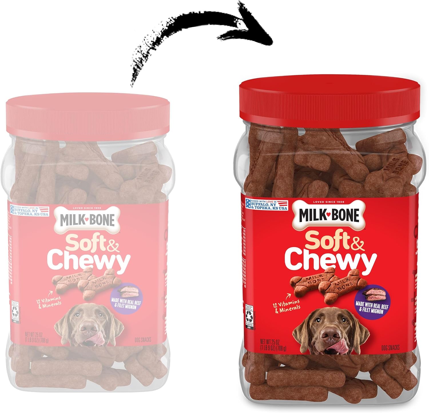 Milk-Bone Soft & Chewy Dog Training Treats, 25 oz Canister | Made with real chicken breast, soft dog treats for training and rewarding, 18% protein, fortified with vitamins and minerals