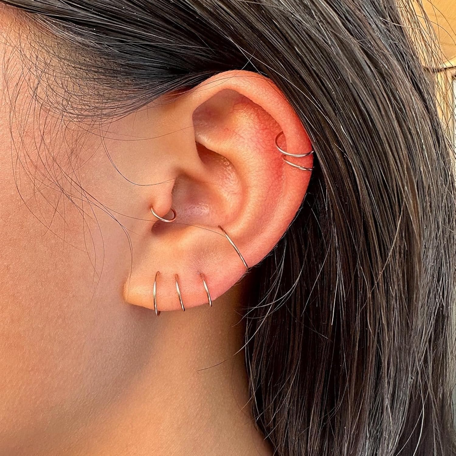 Small Gold or Sterling Silver Huggie Hoop Earrings for Women Cartilage Nose Helix Tragus