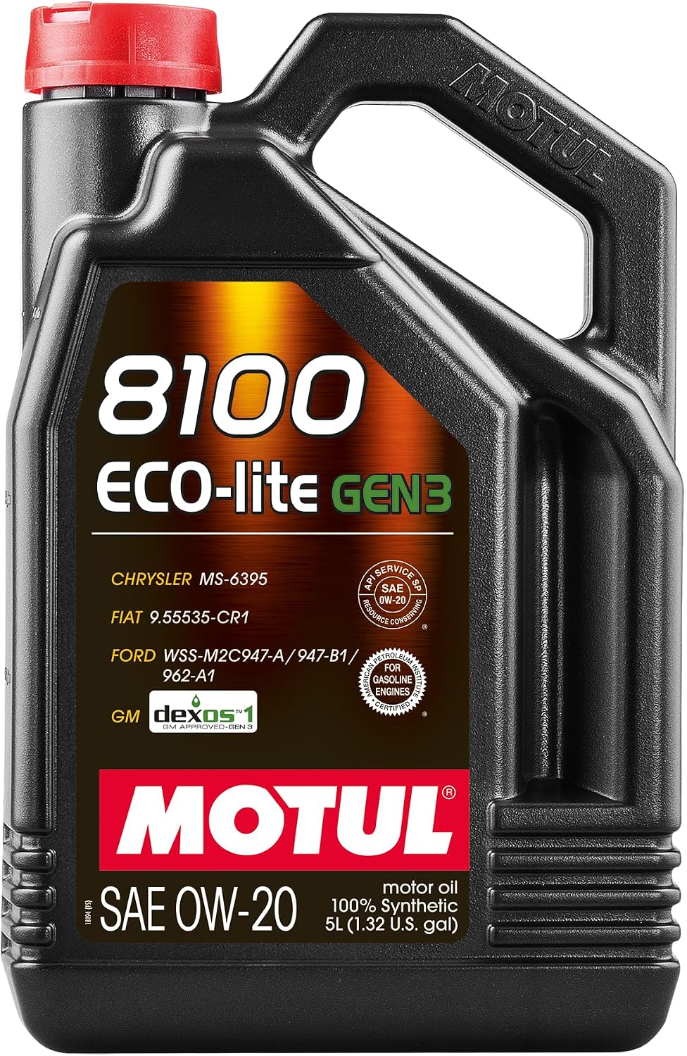 Motul 8100 ECO-lite 0W-20 Full Synthetic Motor Oil with Advanced Low-Friction Formula – API SP & dexos1 Gen3 Approved for GM, Ford