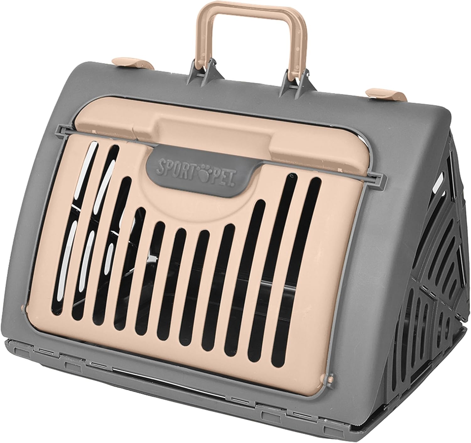 SportPet Large Hard-Sided Travel Cat Carrier - Cat Carrier with Patented Wide Side-Opening Door