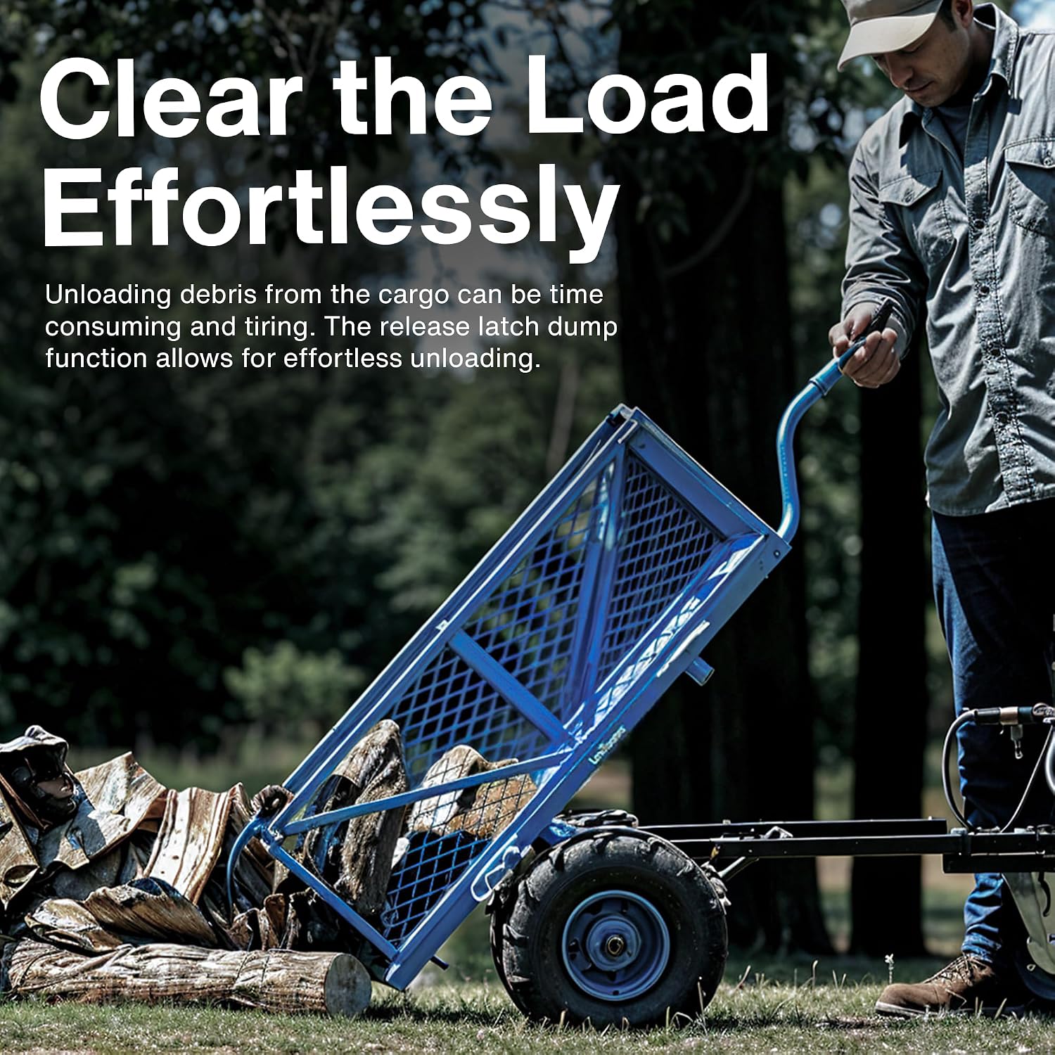 Landworks Utility Service Cart Wheelbarrow Power Wagon, Super Duty Electric 48V DC Li-Ion Battery Powered, 500 lbs Load & 1000+ lbs Hauling Capacity