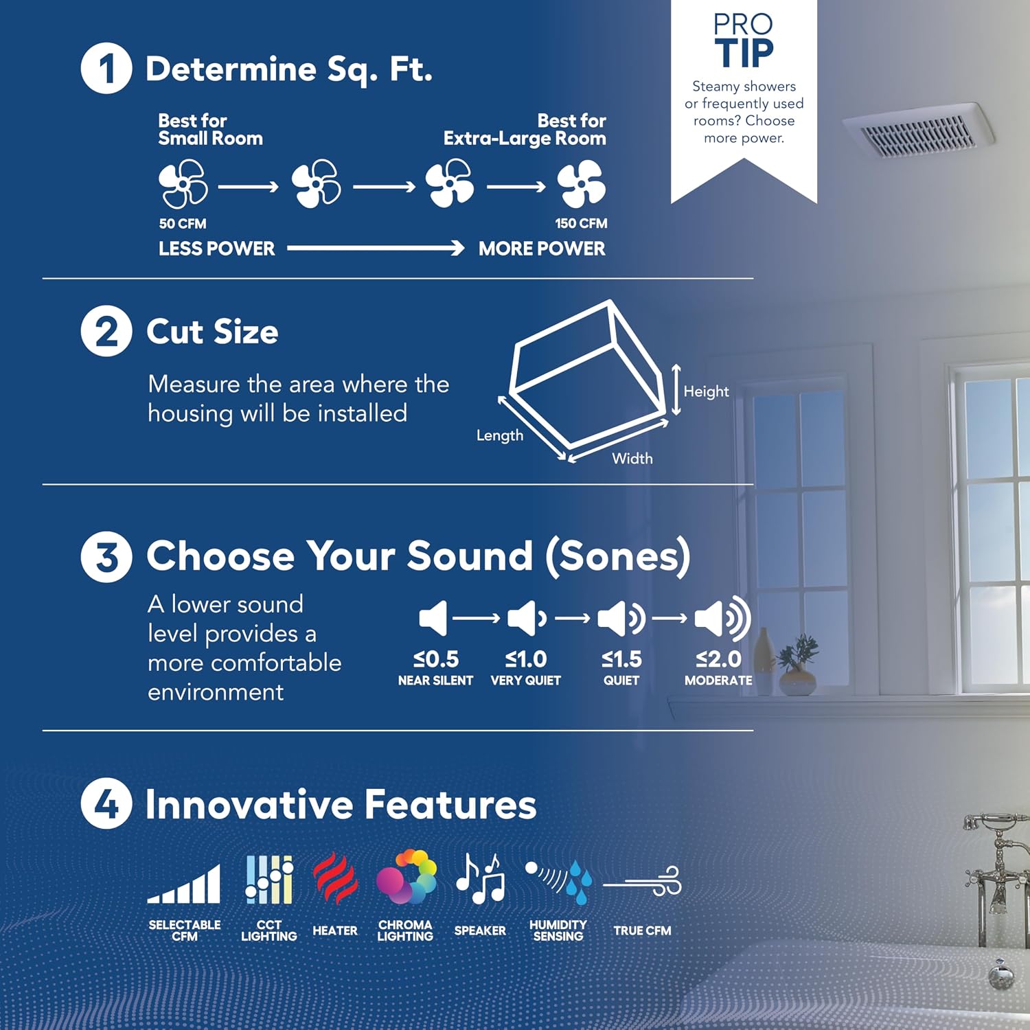 Broan-NuTone AE80B Bathroom Exhaust Fan with Roomside Installation, ENERGY STAR Certified, 80 CFM, 1.5 Sones, White