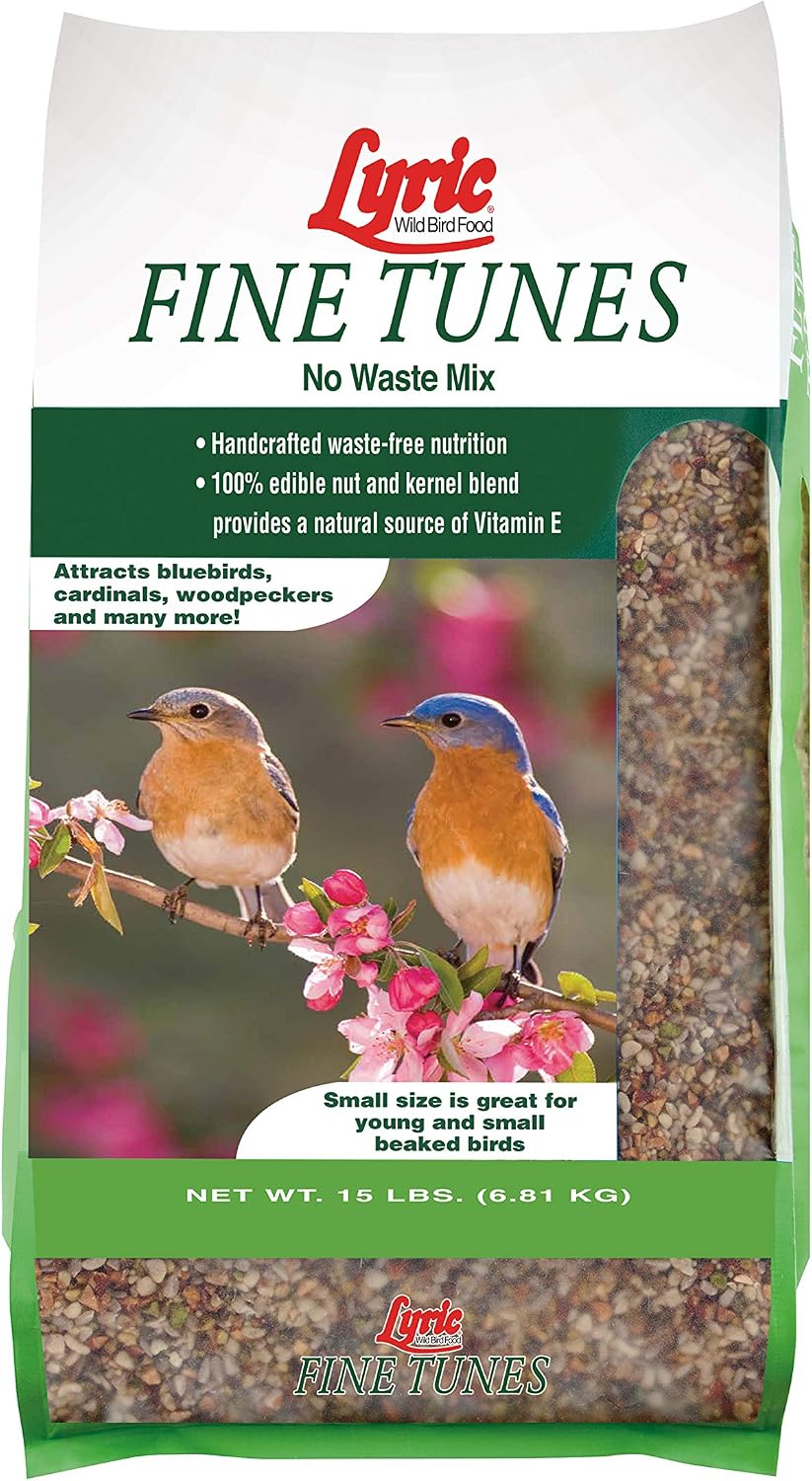 Lyric Fine Tunes and Delite No Waste Wild Bird Seed Mixes - Attracts Bluebirds, Finches and More - 35 lb