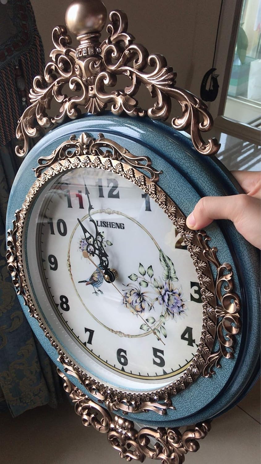 SHISEDECO 29.5" Large Vintage Antique Grandfather Pendulum Wall Clock, Blue