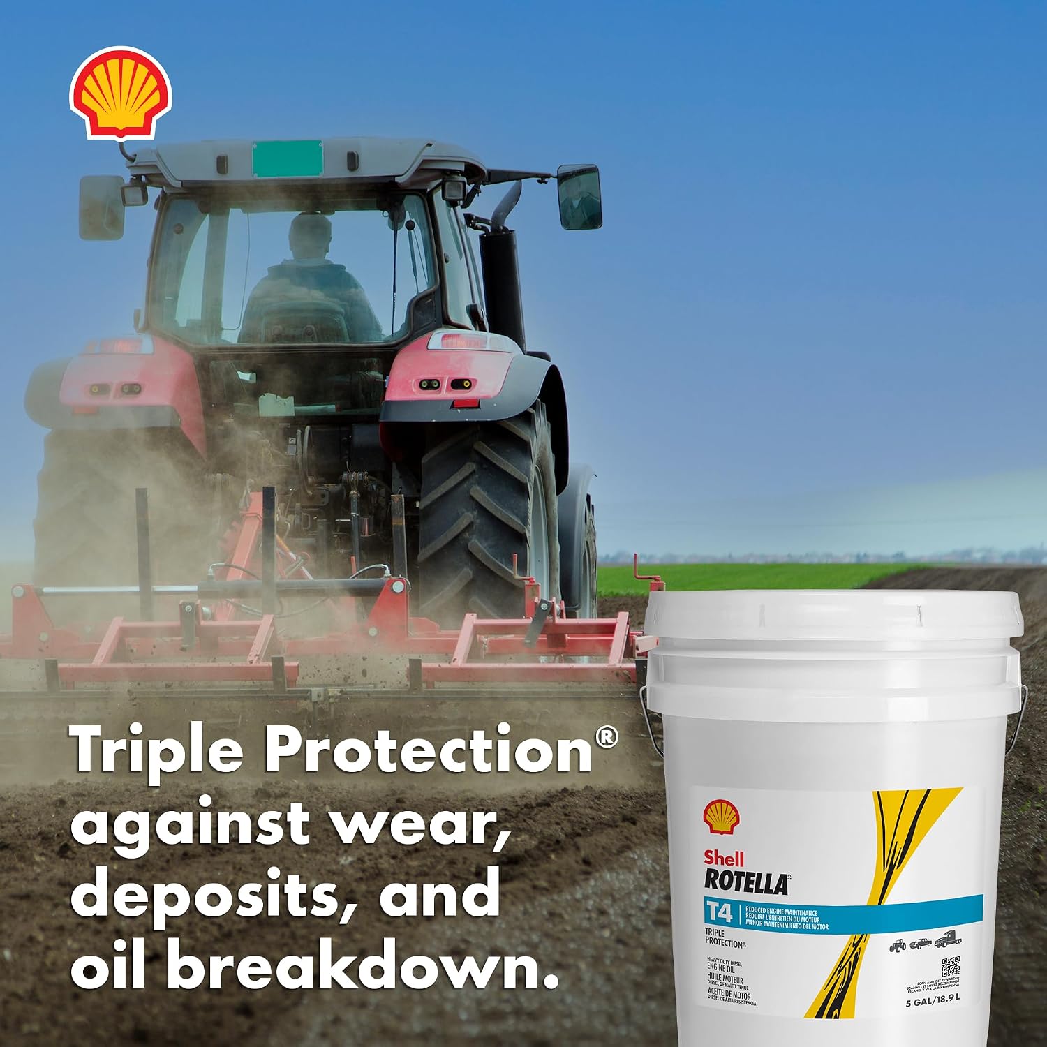 Shell Rotella T4 Triple Protection 15W-40 Diesel Engine Oil, 1 Gallon (3 Pack)