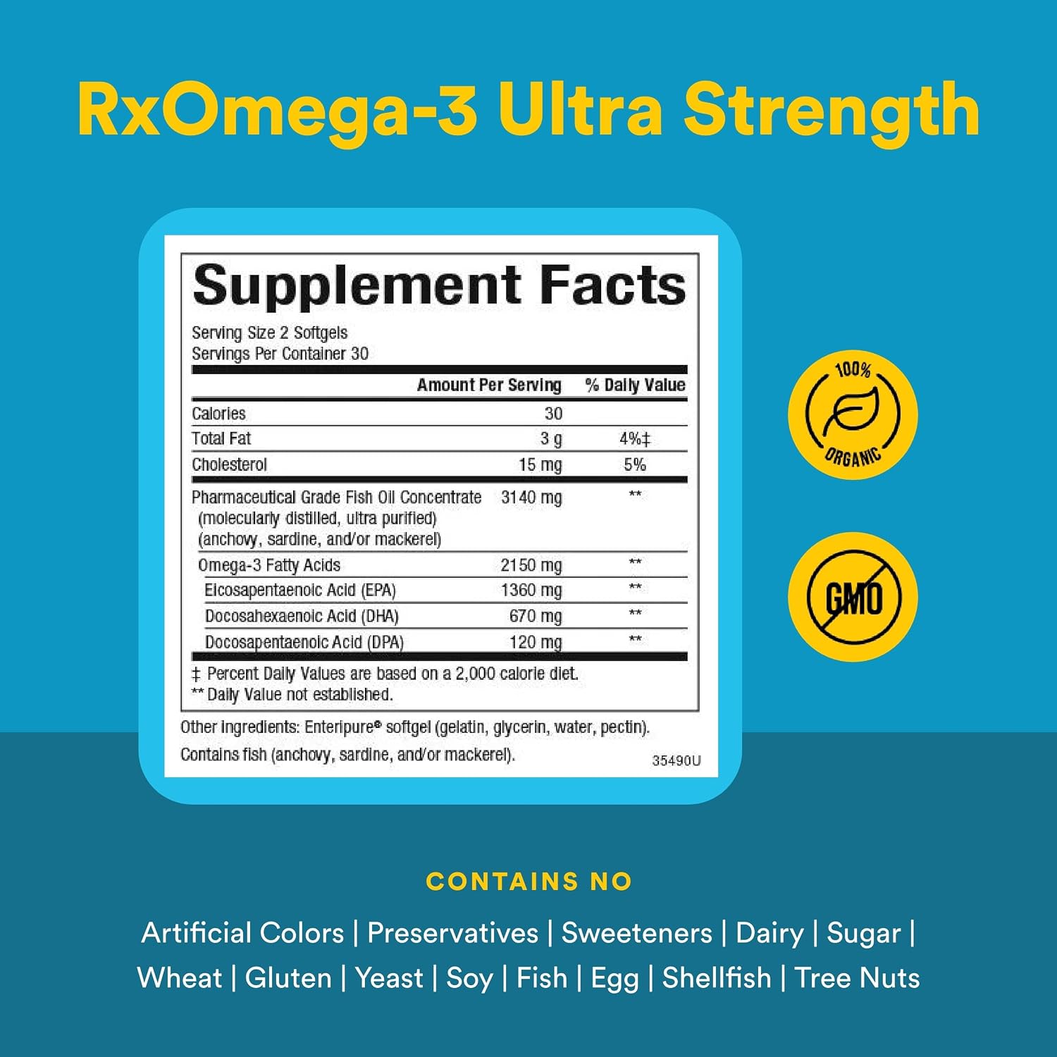Natural Factors RxOmega-3 Ultra Strength - Dietary Supplement for Brain & Heart Health Support - Eye Health Supplement with EPA & DHA - Supplement with Omega-3 Fatty Acids - 150 Softgels (75 Servings)