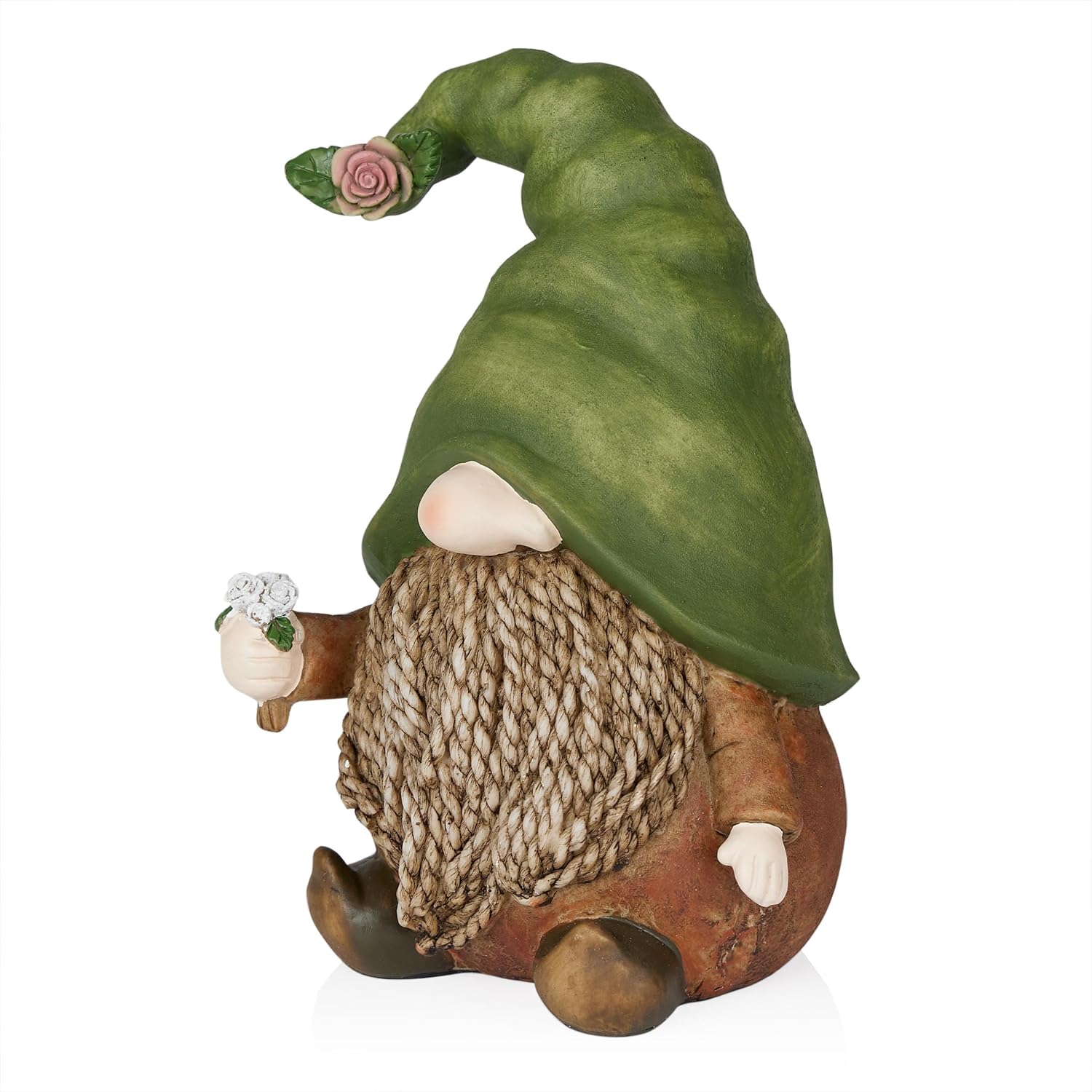 Alpine Corporation 12" Tall Traditional Outdoor Garden Gnome Yard Statue Decoration