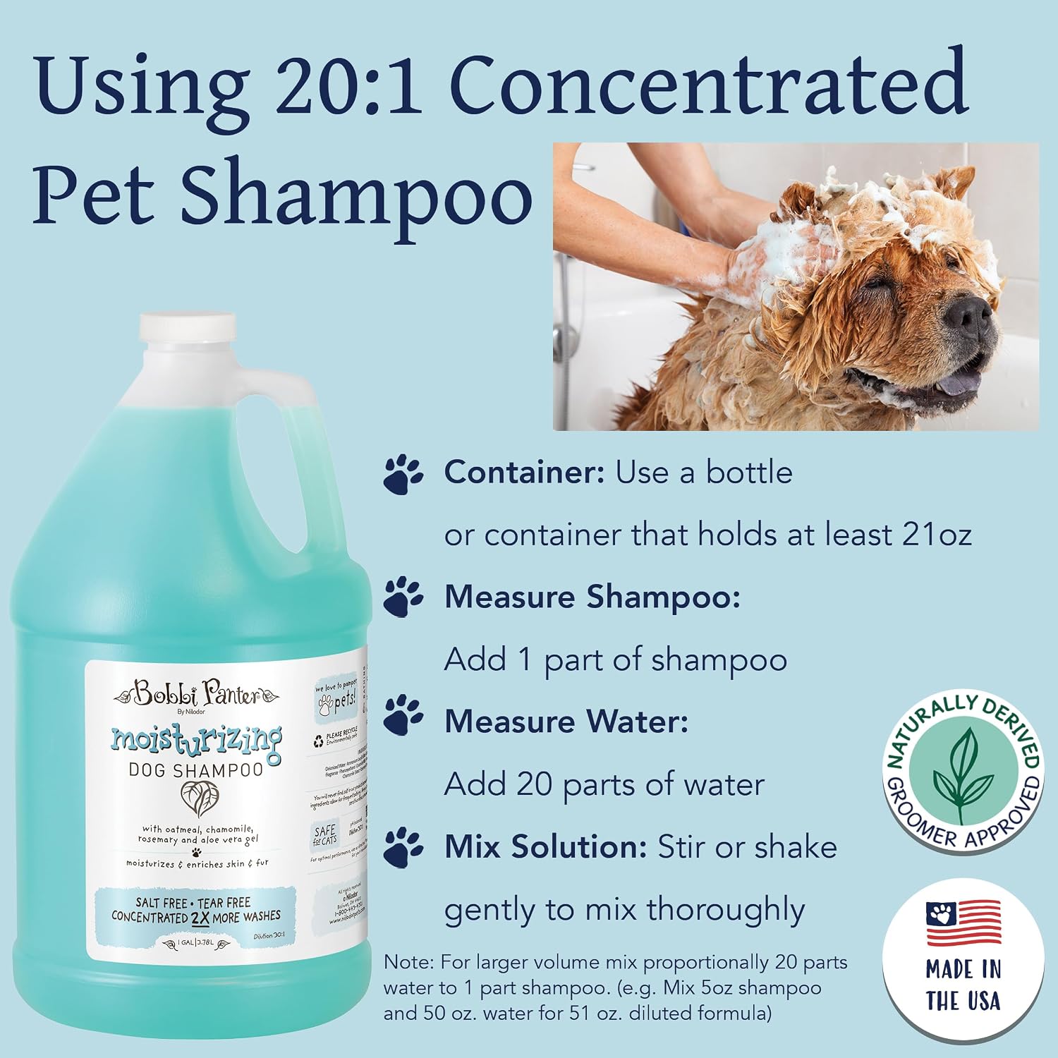 Bobbi Panter Soothing Dog Shampoo Tea Tree, Lavender, Cucumber & Oat Protein – Natural Formula for Sensitive Skin & Irritation Relief, Tear-Free, 30:1 Concentrate, Made in USA, 14 oz