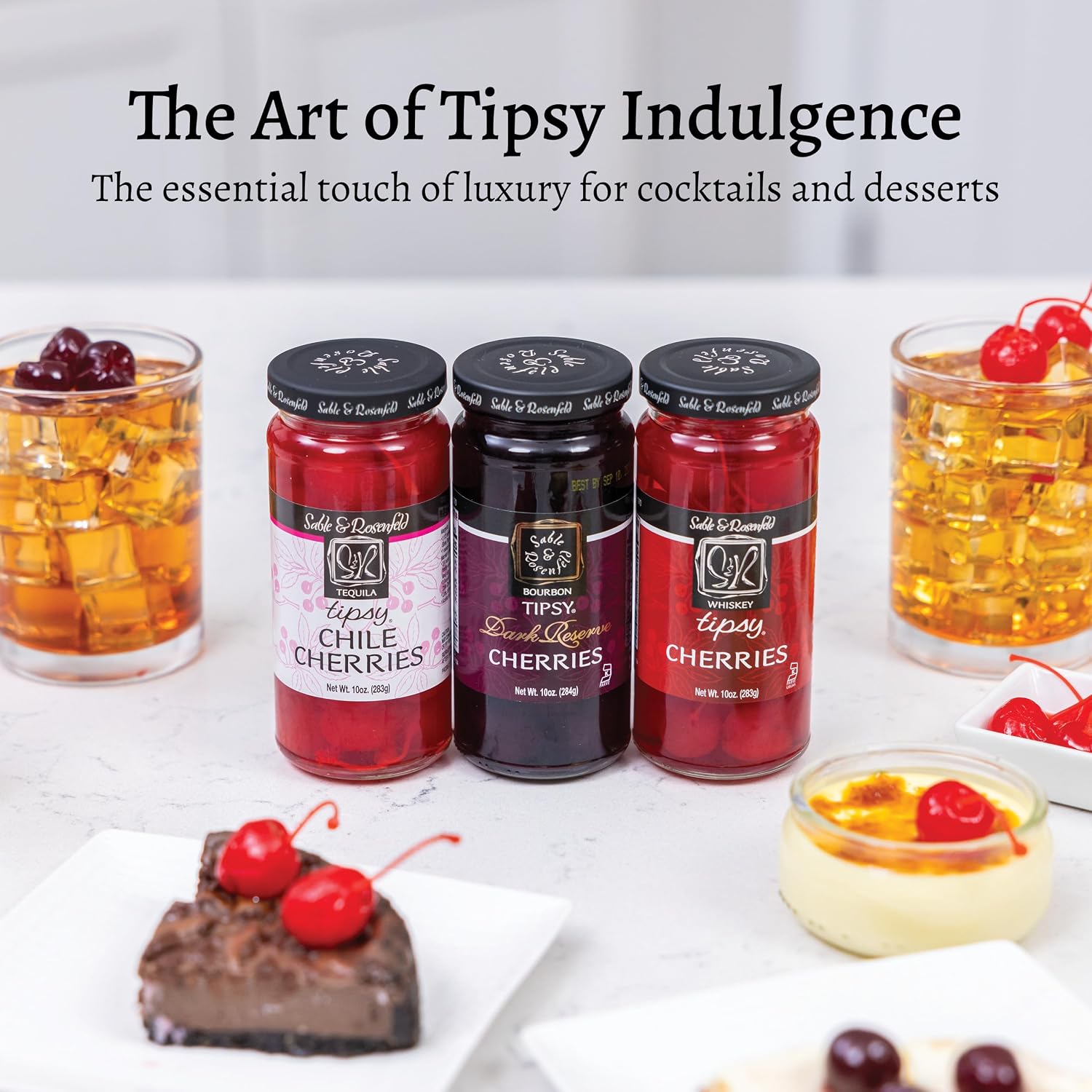Sable & Rosenfeld Bourbon Tipsy Dark Reserve Cherries, 10 oz, Pack of 1