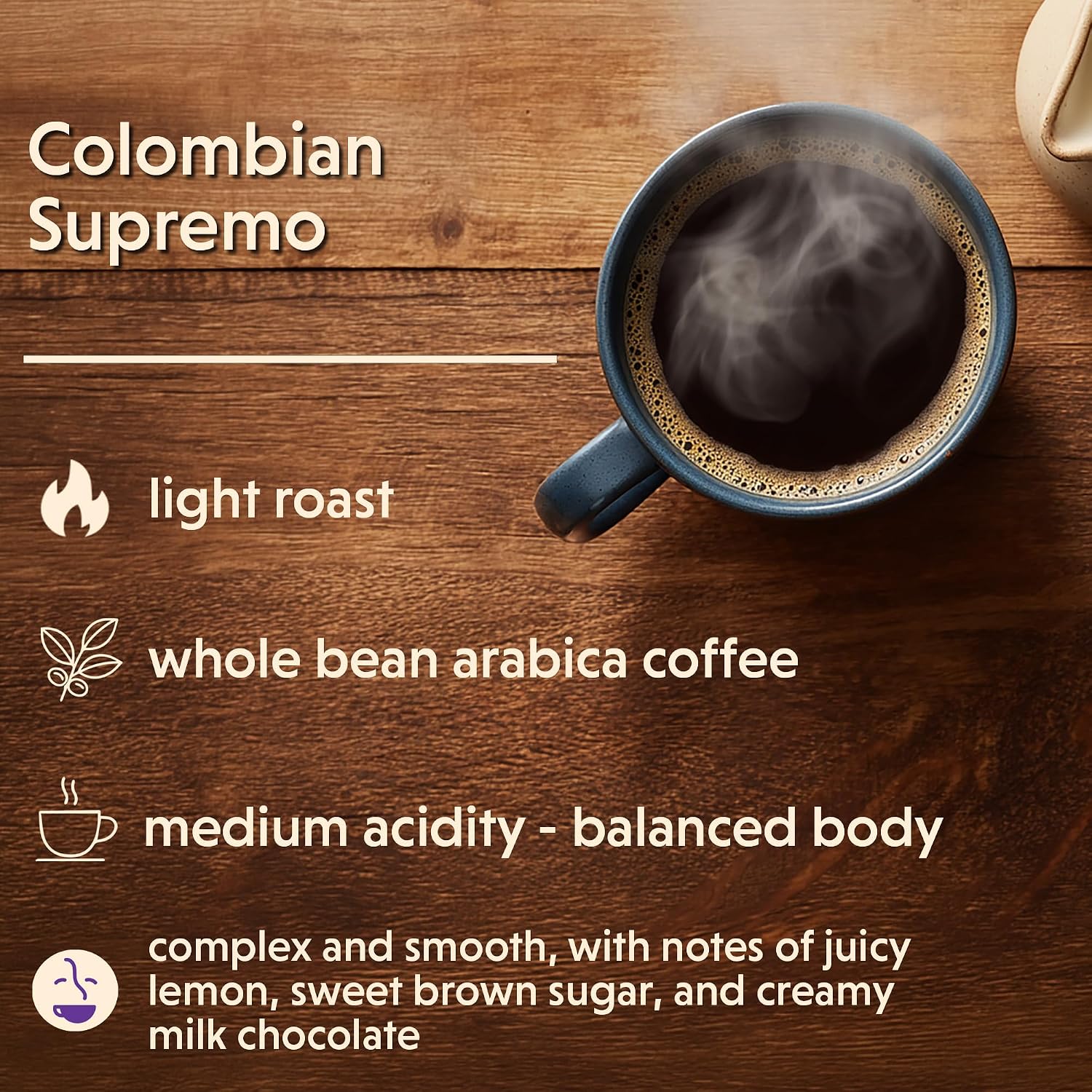 Coffee Bean Direct French Roast Colombian Supremo, Whole Bean, 1lb Bag | Dark Roast, Single Origin Arabica Coffee Beans