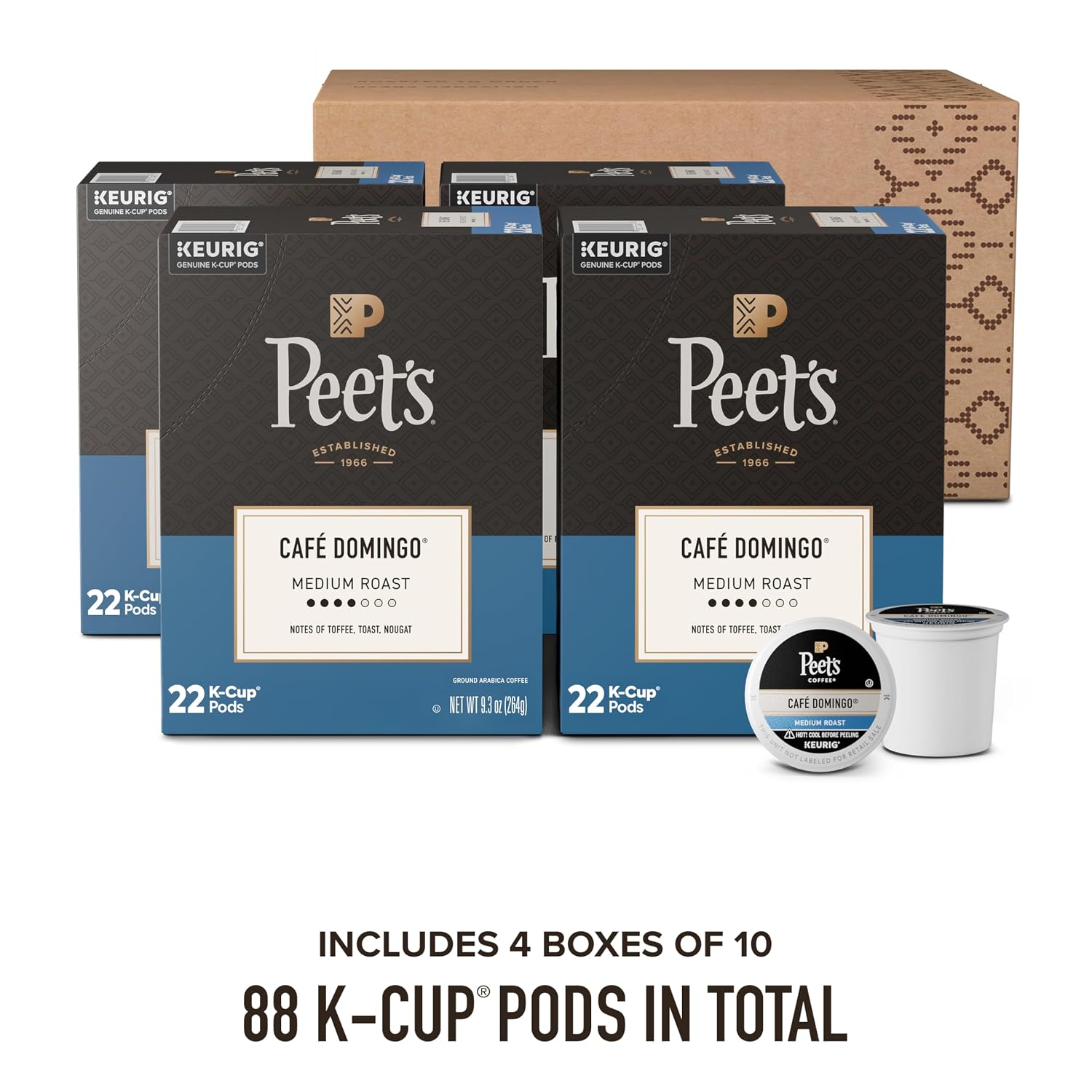 Peet's Coffee, Medium Roast Keurig K-Cup Pods, 100% Arabica Coffee - Big Bang 60 Count (6 Boxes of 10 K-Cup Pods)