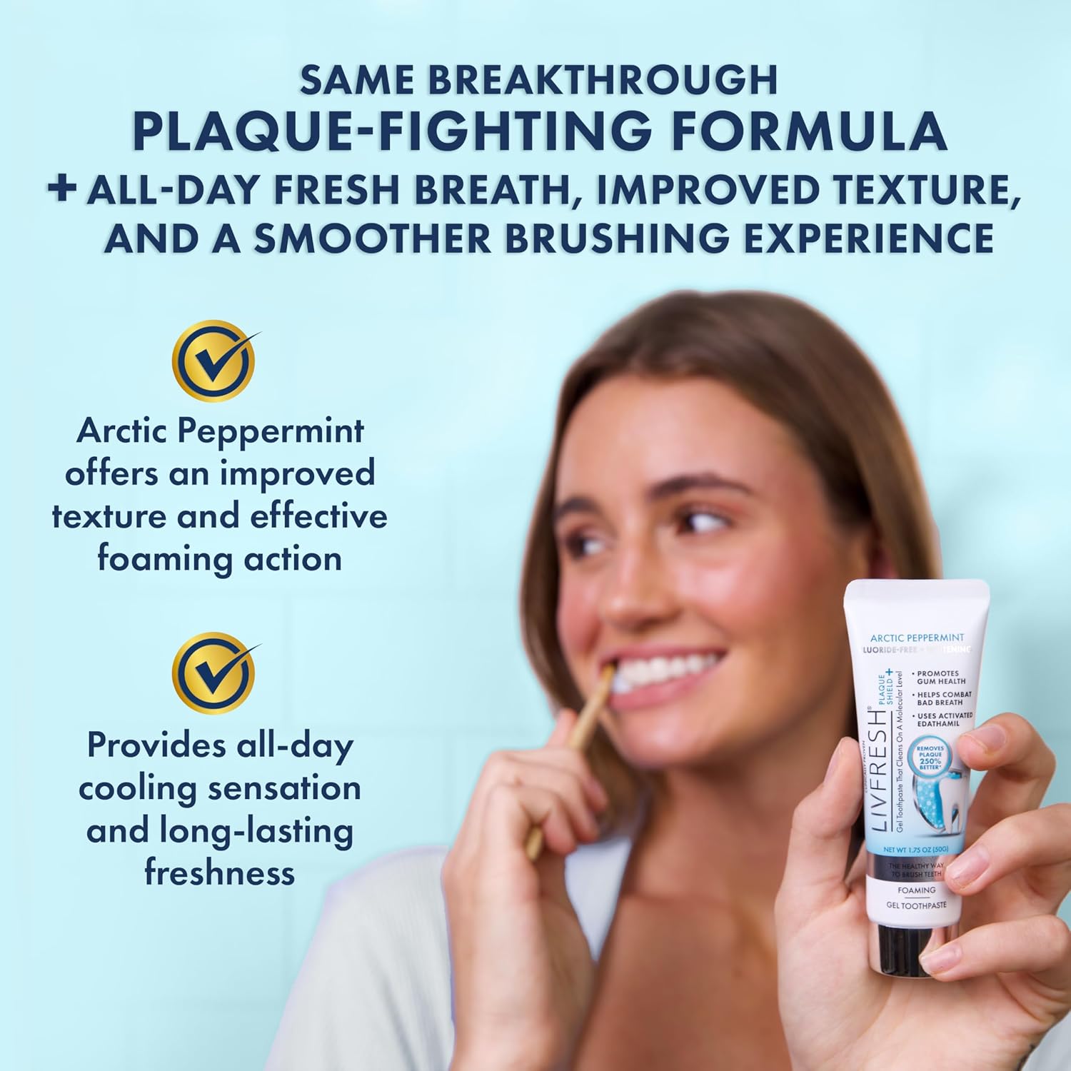 LIVFRESH Toothpaste Gel, Clinically Proven to Remove Plaque 250% Better, Improves Gum Health 190% Better, Prevents & Reduces Tartar, Freshens Breath, SLS Free Dental Gel, Wintergreen