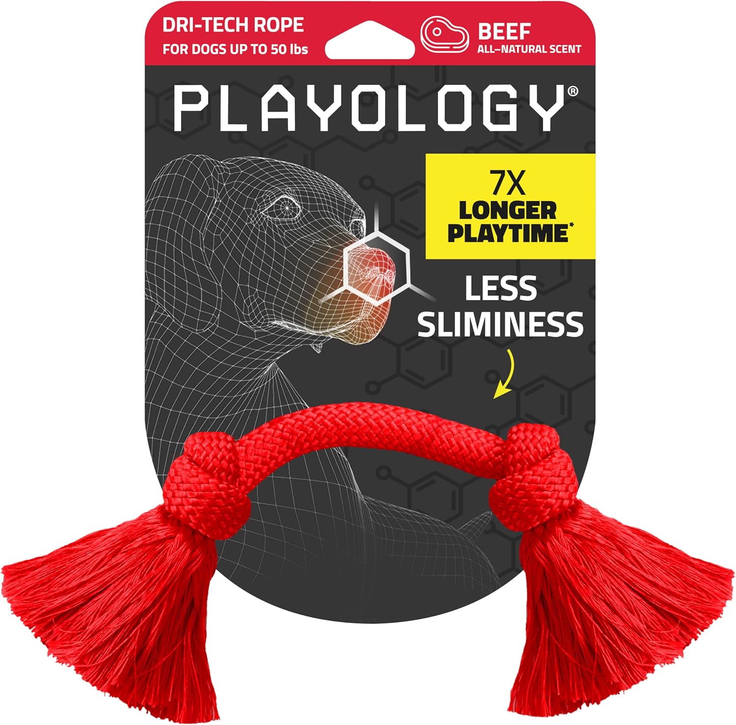 Playology Tug Rope Dog Toys for Large Breed Dogs - Jumbo, Beef Scent