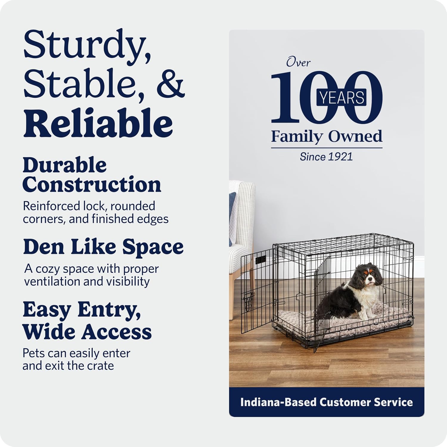 MidWest Homes for Pets 48-Inch iCrate for Extra-Large Breeds, 90-110 lbs, Single Door Folding Dog Crate with Divider Panel, Leak-Proof Tray & Secure Latches, Portable, Durable & Easy to Assemble