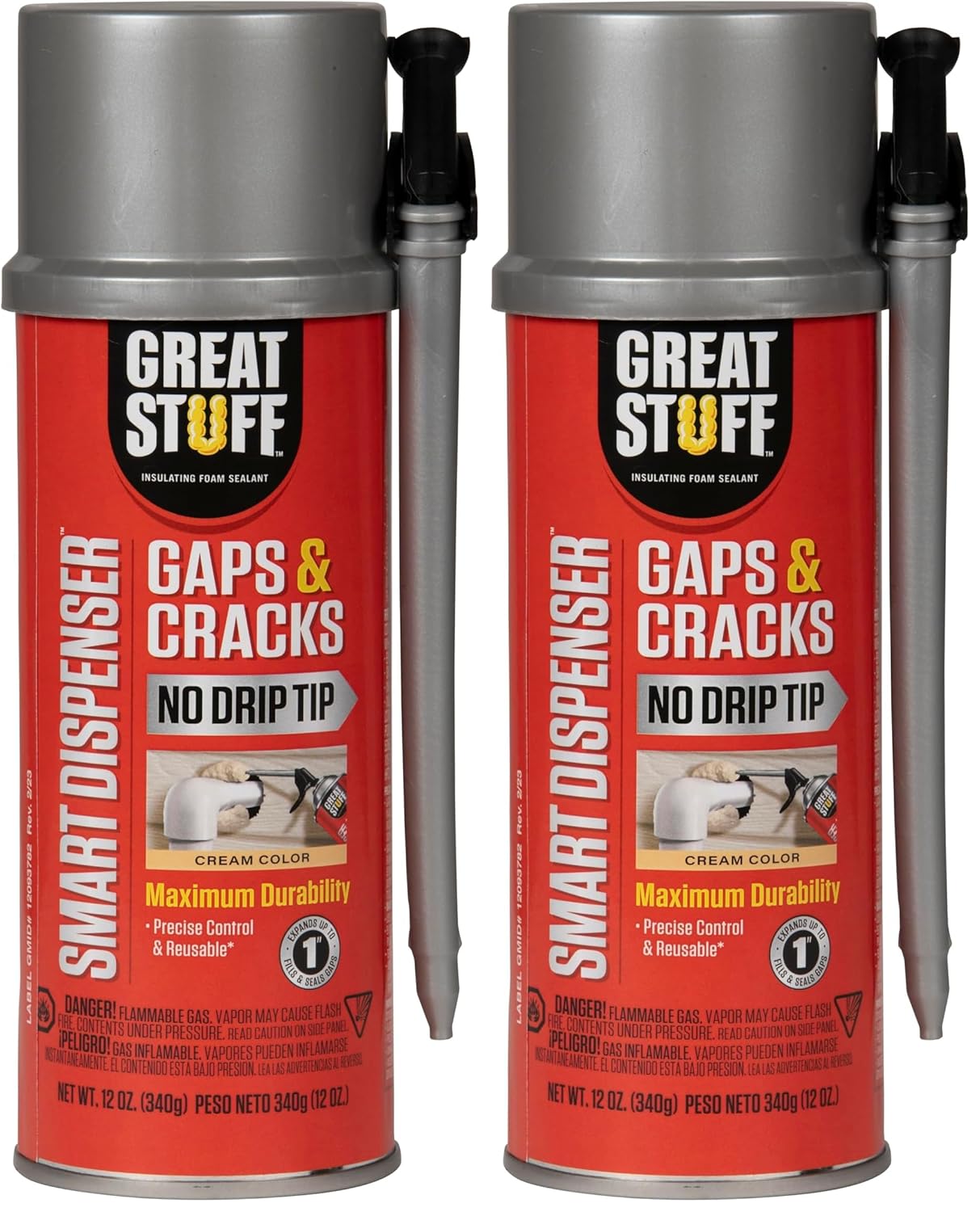 Great Stuff 99108824 Smart Dispenser Gaps & Cracks, Cream, 12 Ounce