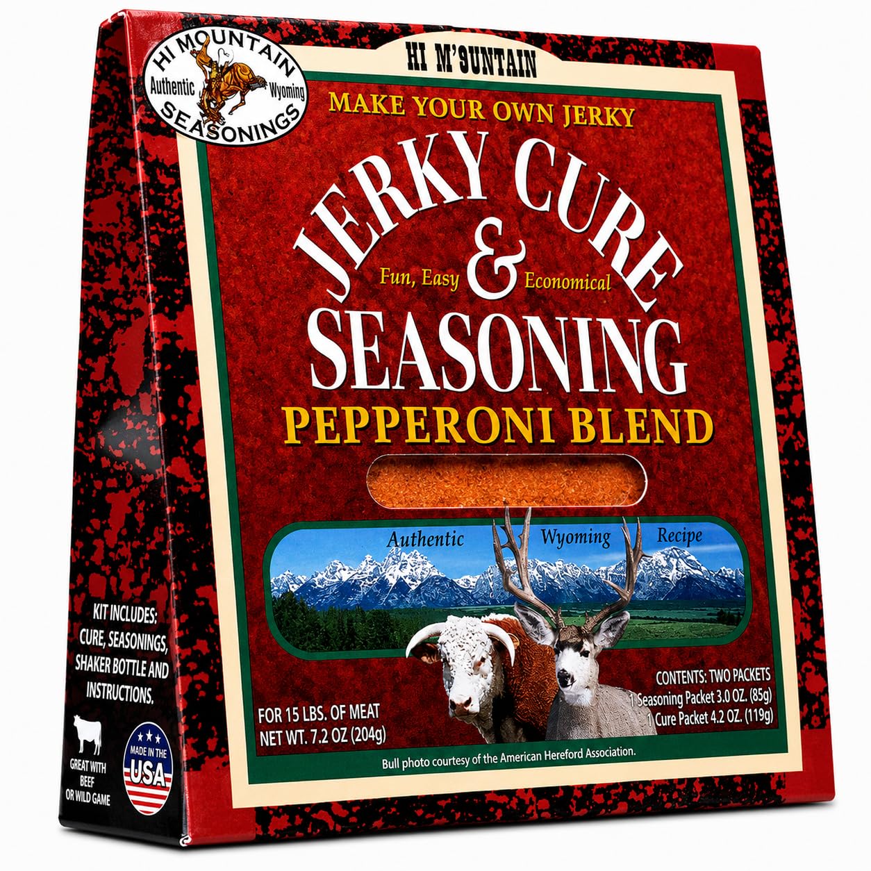 Hi Mountain PEPPERONI BLEND Jerky Seasoning and Cure Kit | Beef & Venison | Classic pepperoni flavor, perfect jerky seasoning for deer, elk