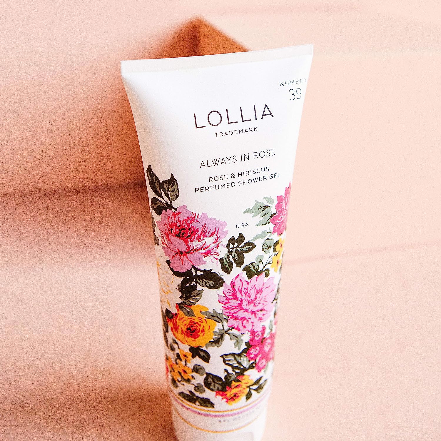 LOLLIA Wish Shower Gel, 8 fl oz, Vanilla Bean, Rice Flower, Jasmine Leaves, & Sugar Cane, Luxury Shea Moisture Hydrating Women's Body Wash, Delicate & Relaxing Scented Bath Soap for Self Care